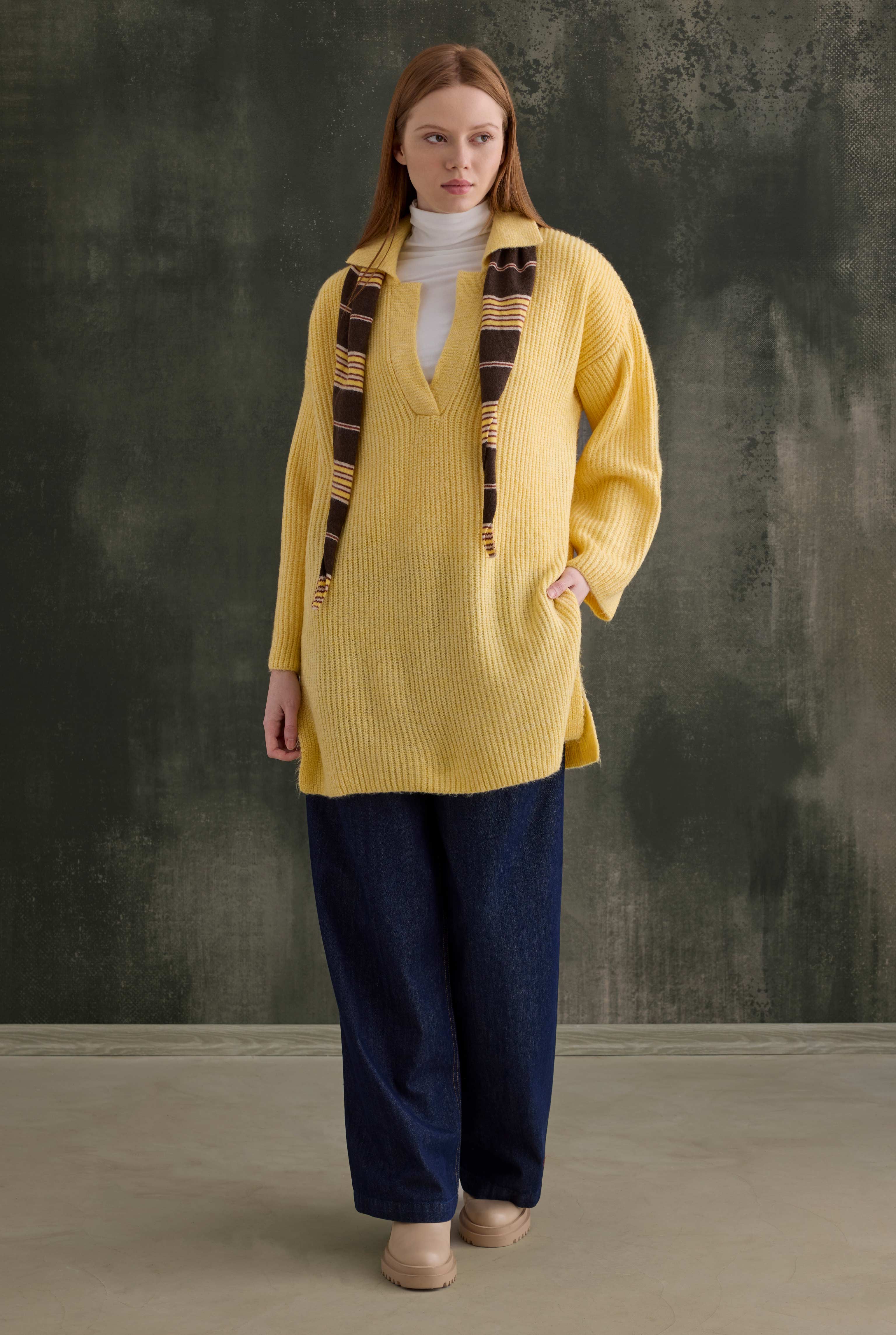 Long Polo Neck Sweater Soft Yellow - 2
