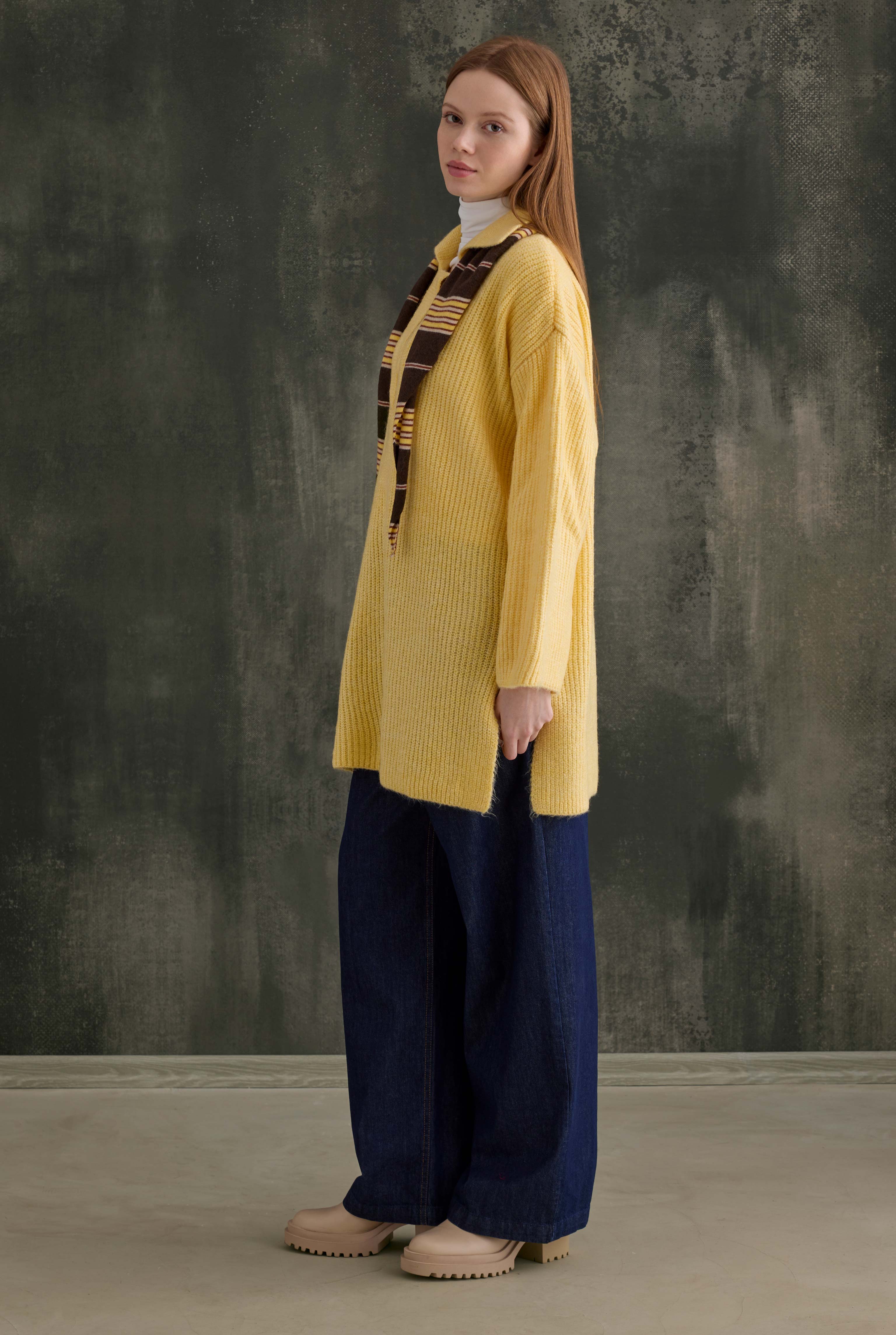 Long Polo Neck Sweater Soft Yellow - 4