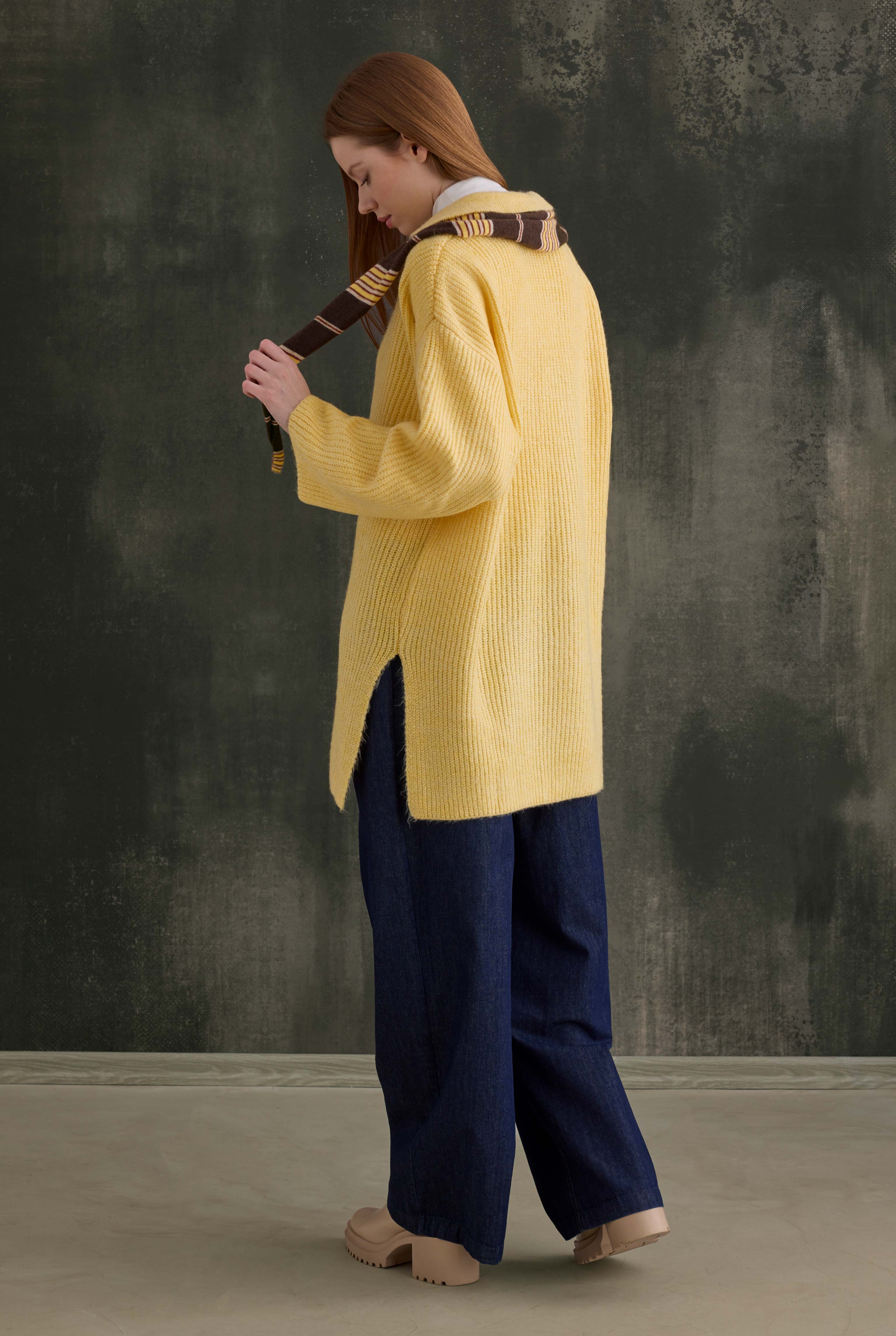 Long Polo Neck Sweater Soft Yellow - 5
