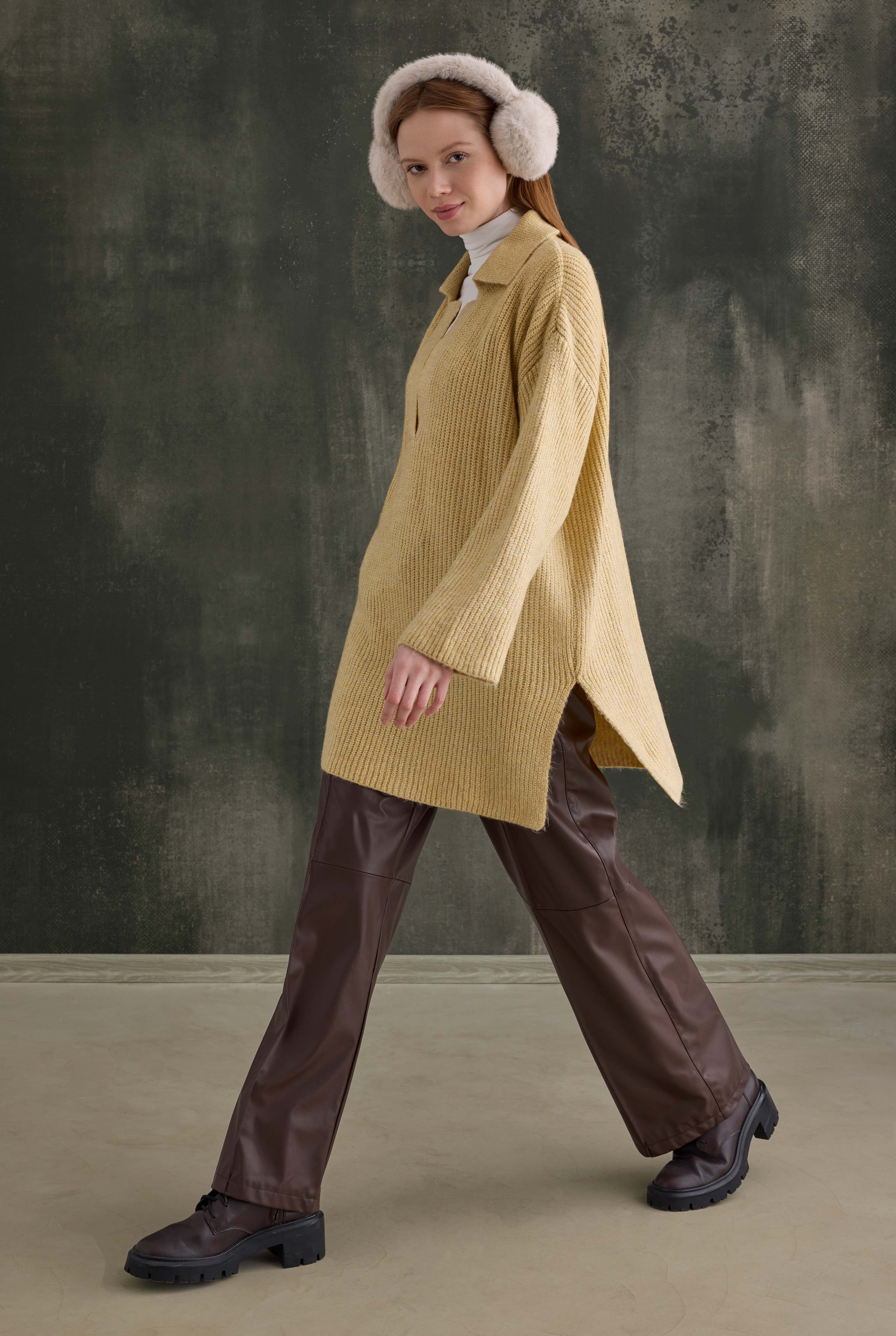 Long Polo Neck Sweater Butter Yellow - 3