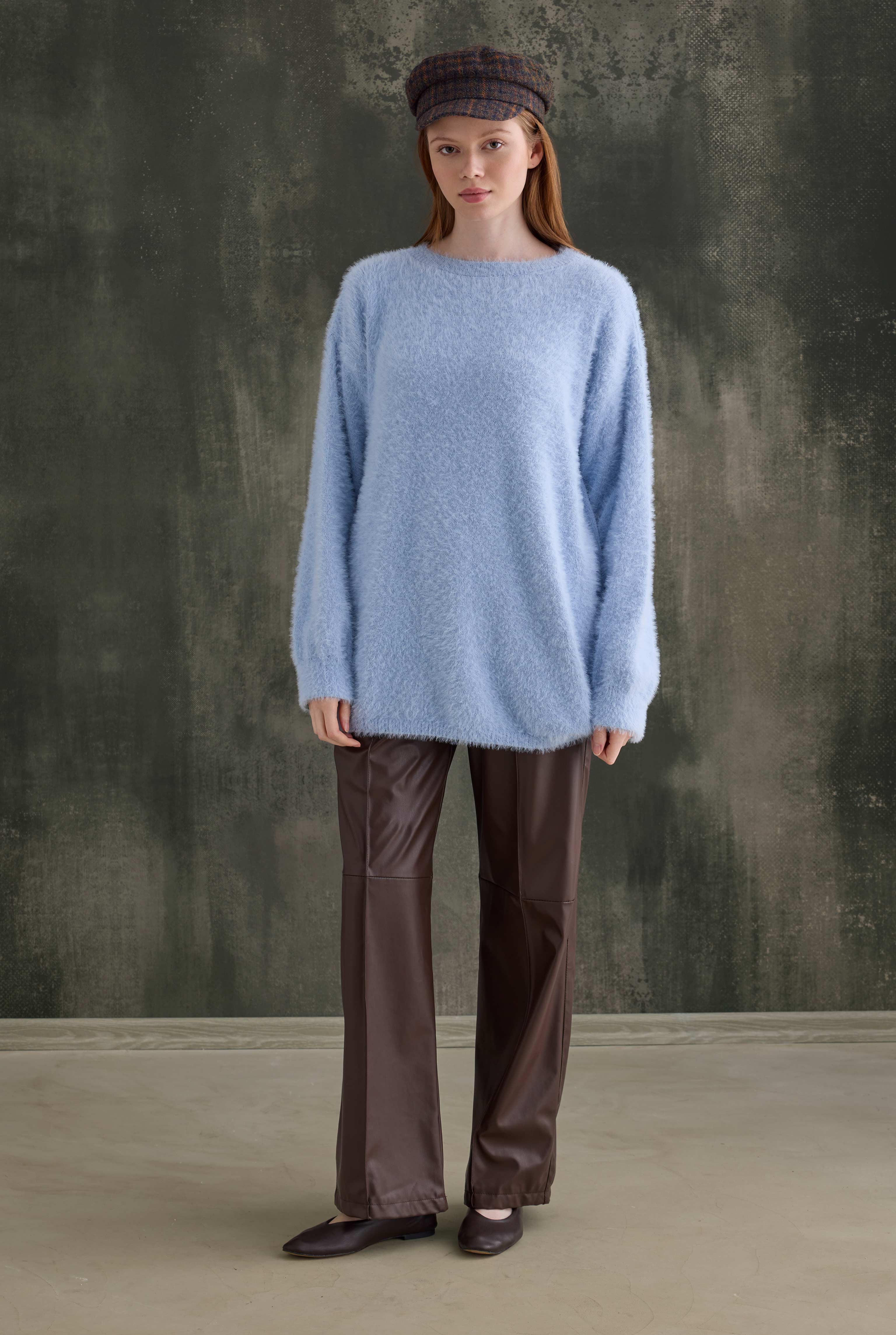 Soft Fuzzy Sweater Aqua - HE-QA