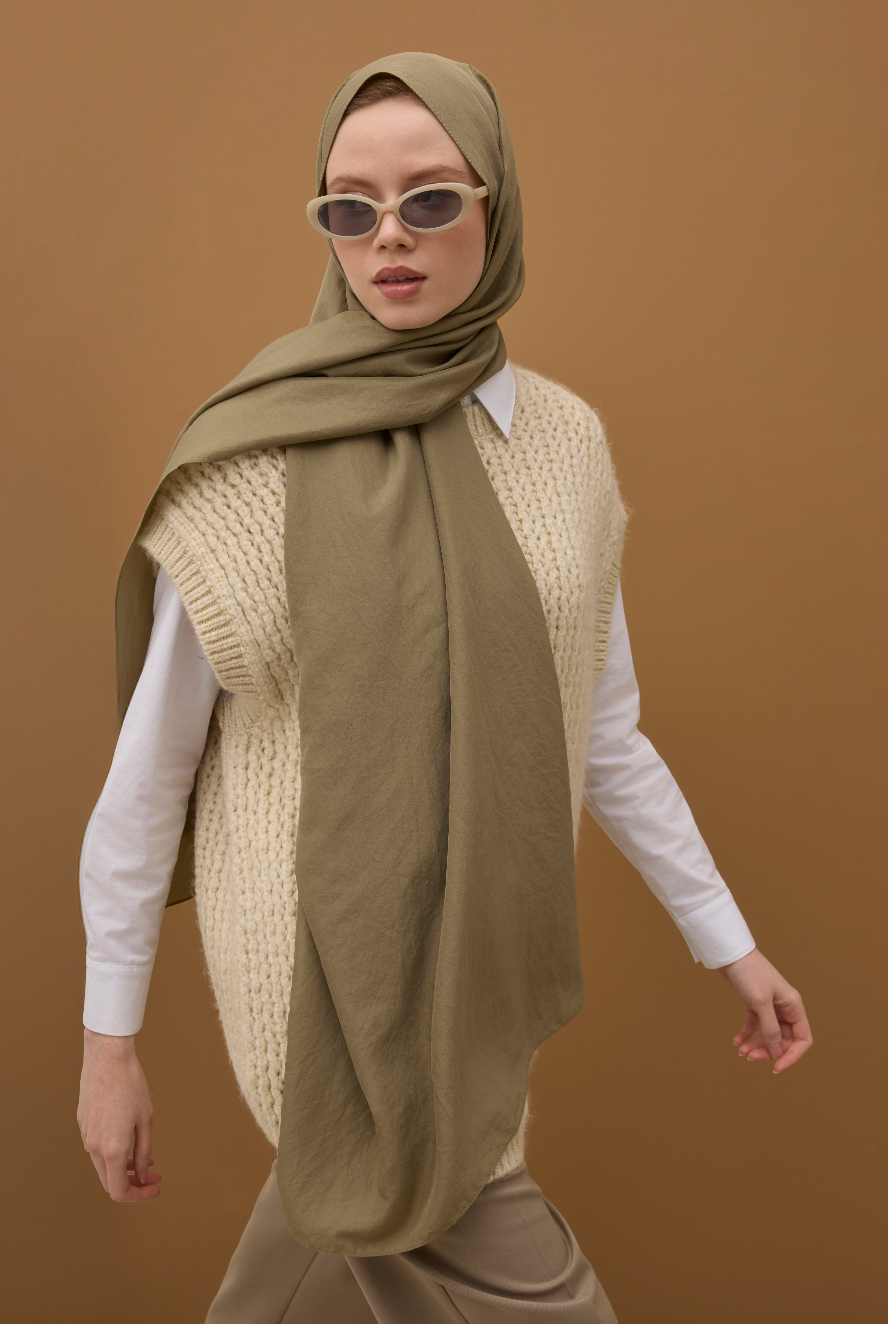 Soft Wrinkled Shawl Light Clay - 2