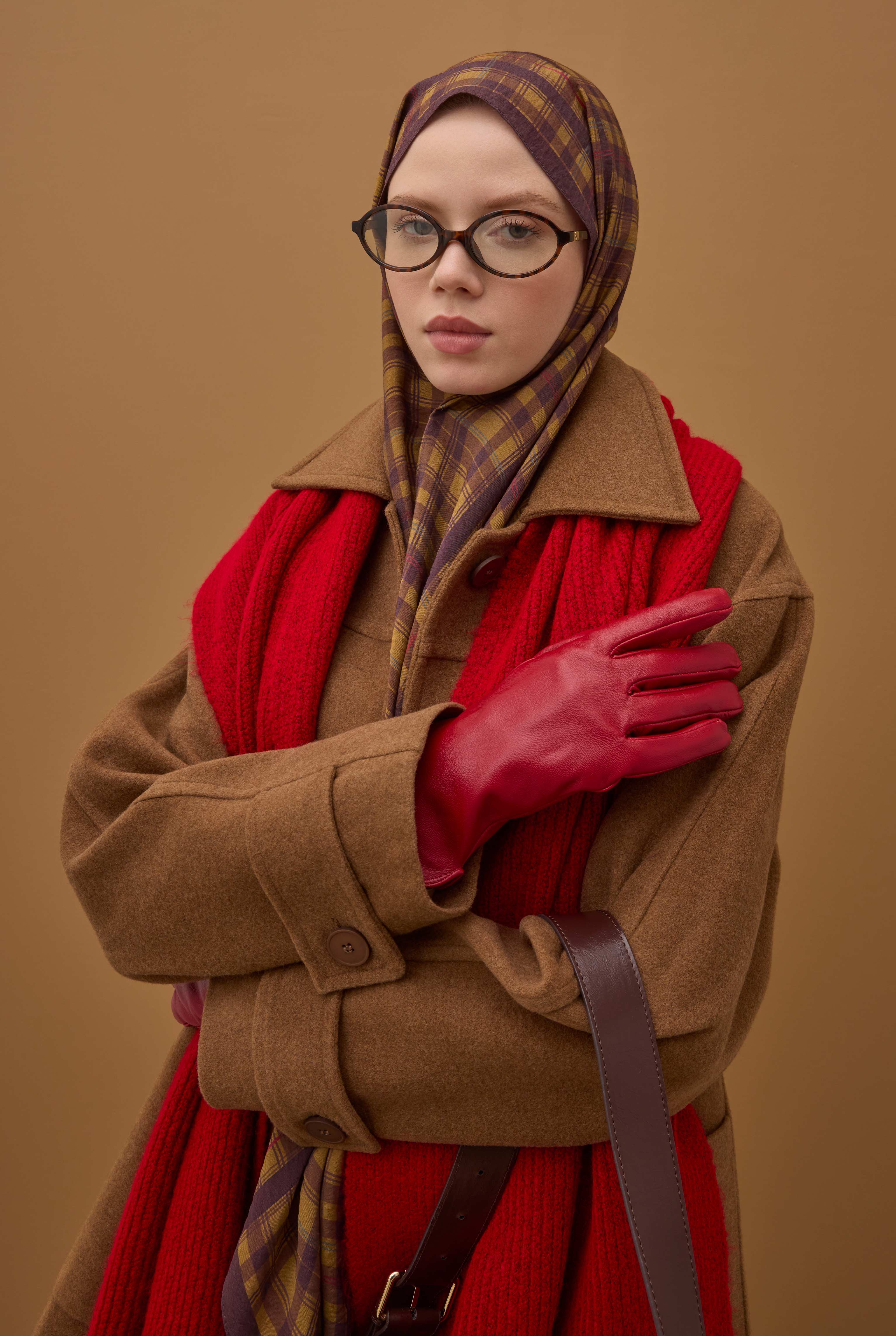 Pera Plaid Shawl Tan - 7
