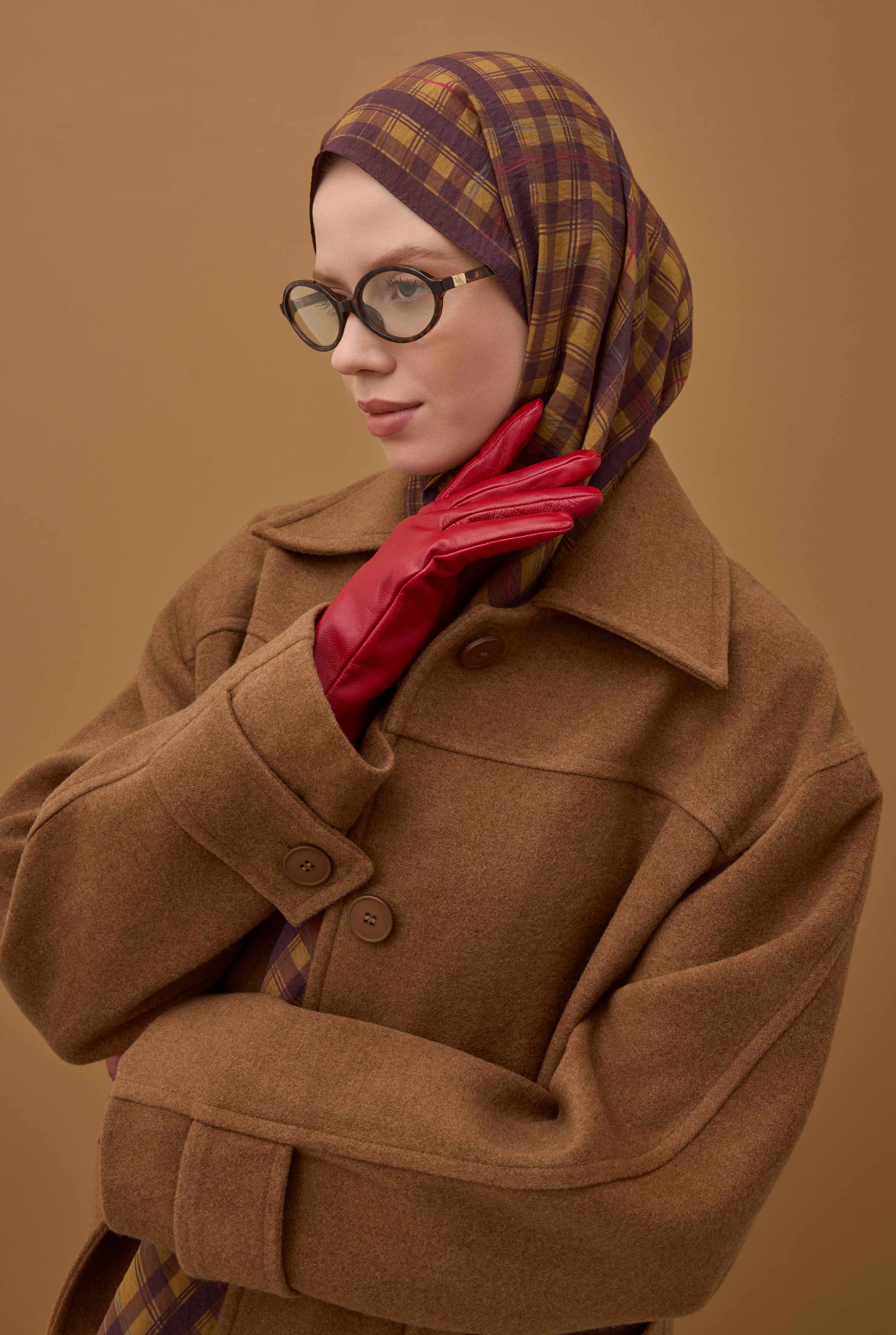 Pera Plaid Shawl Tan - 9