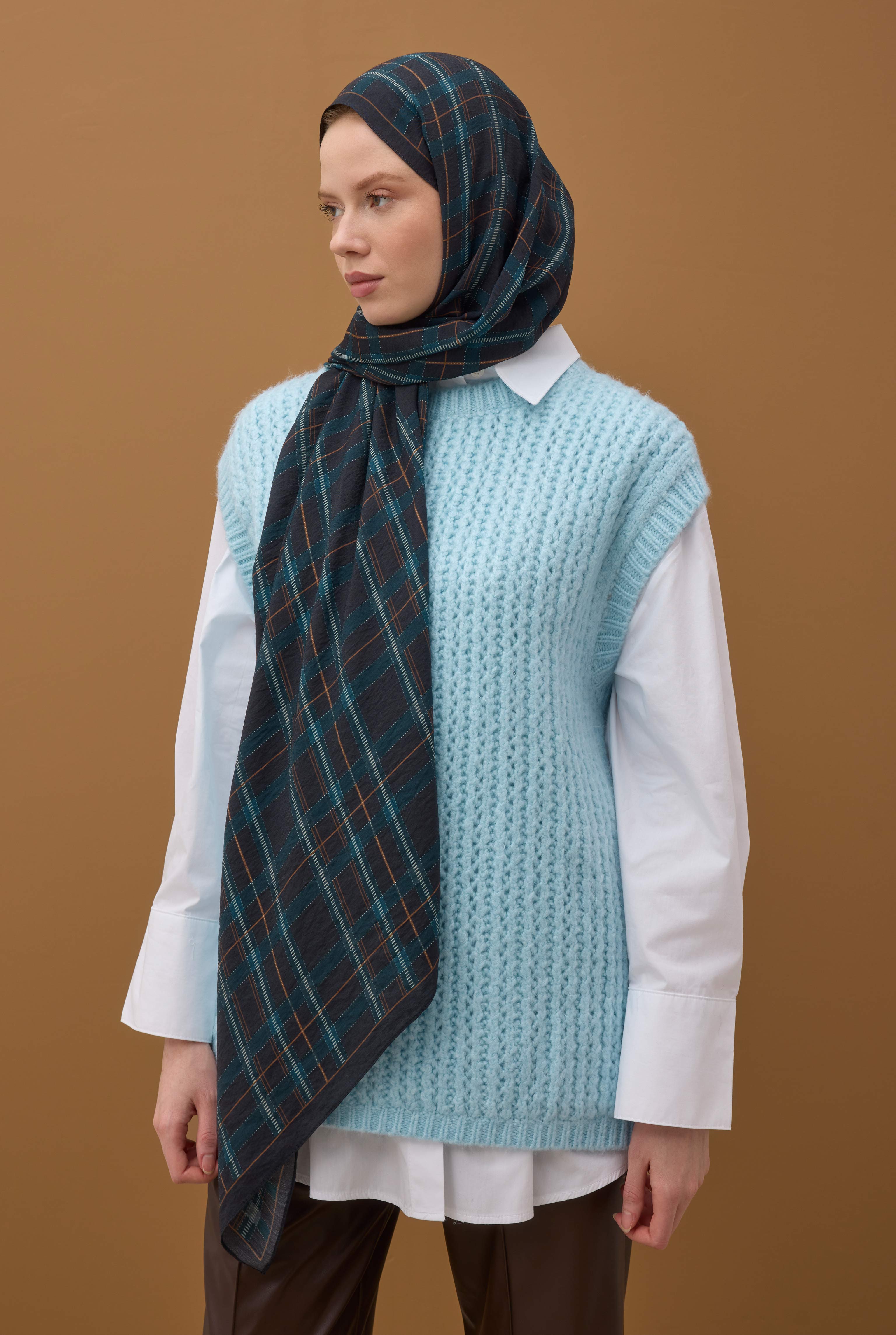 Aria Ekose Şal Acı Kahve - 3