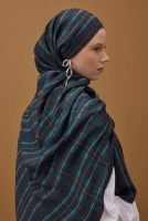 Aria Plaid Shawl Dark Brown 