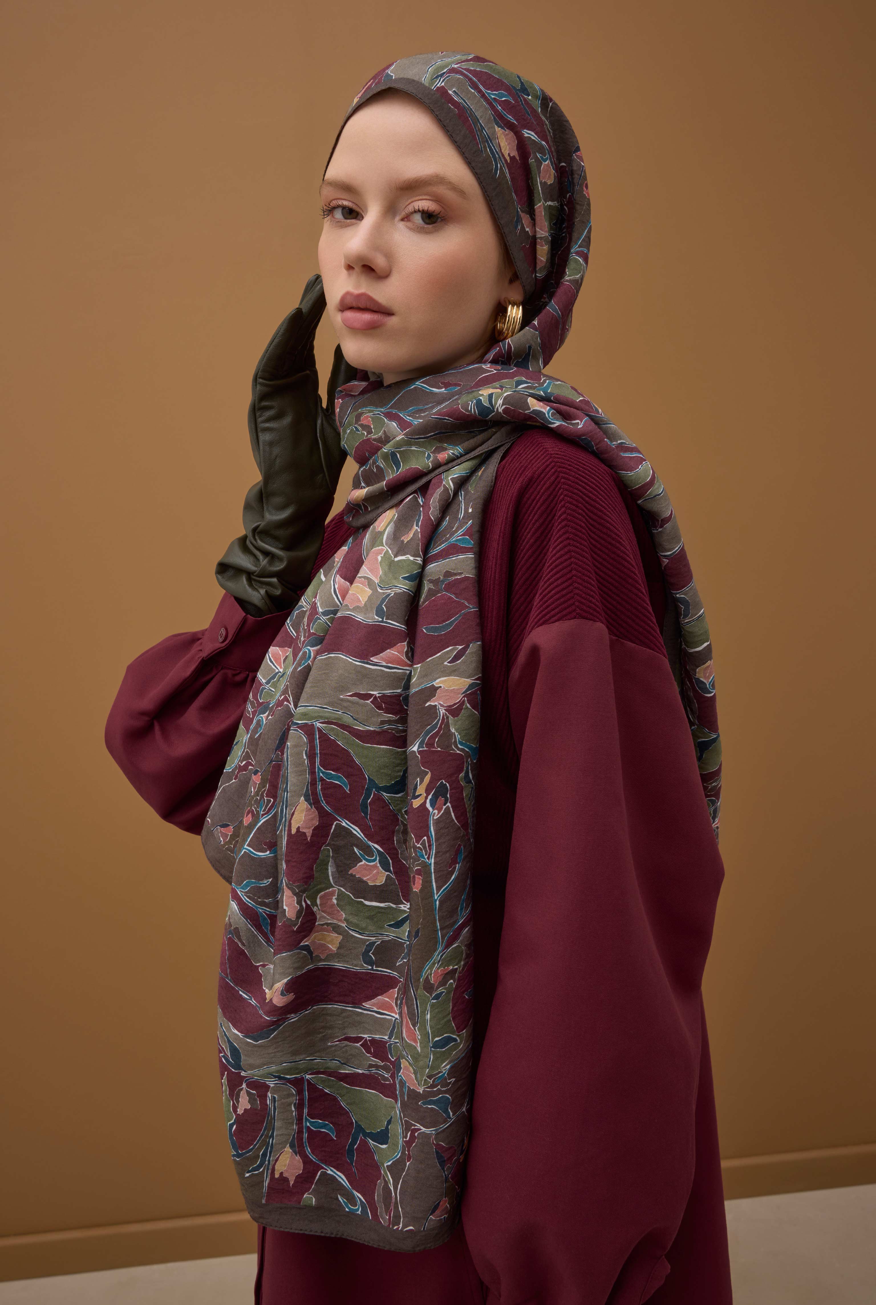 Frame Bloom Shawl Bordeaux - HE-QA