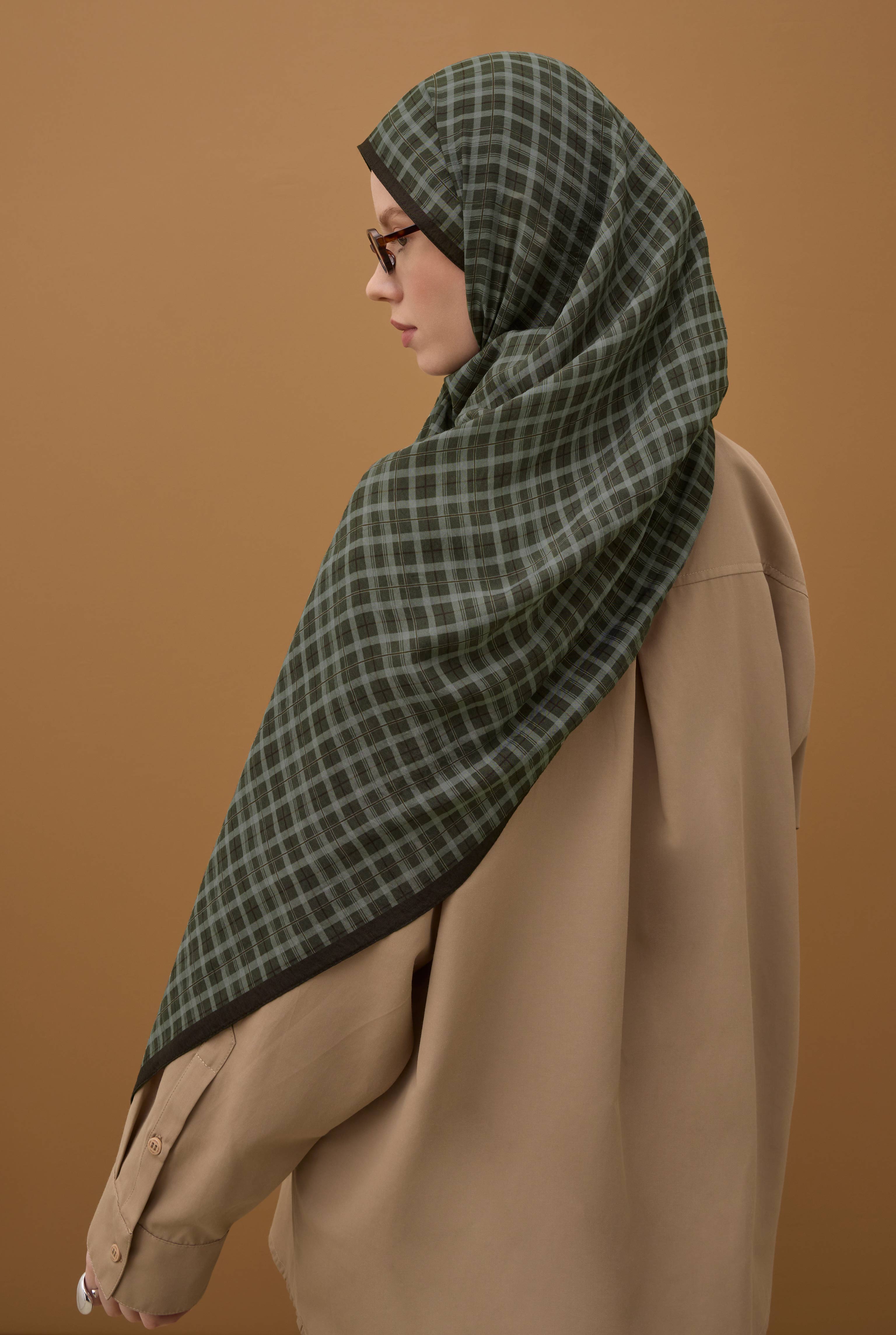Lune Plaid Shawl Sage Green - 6