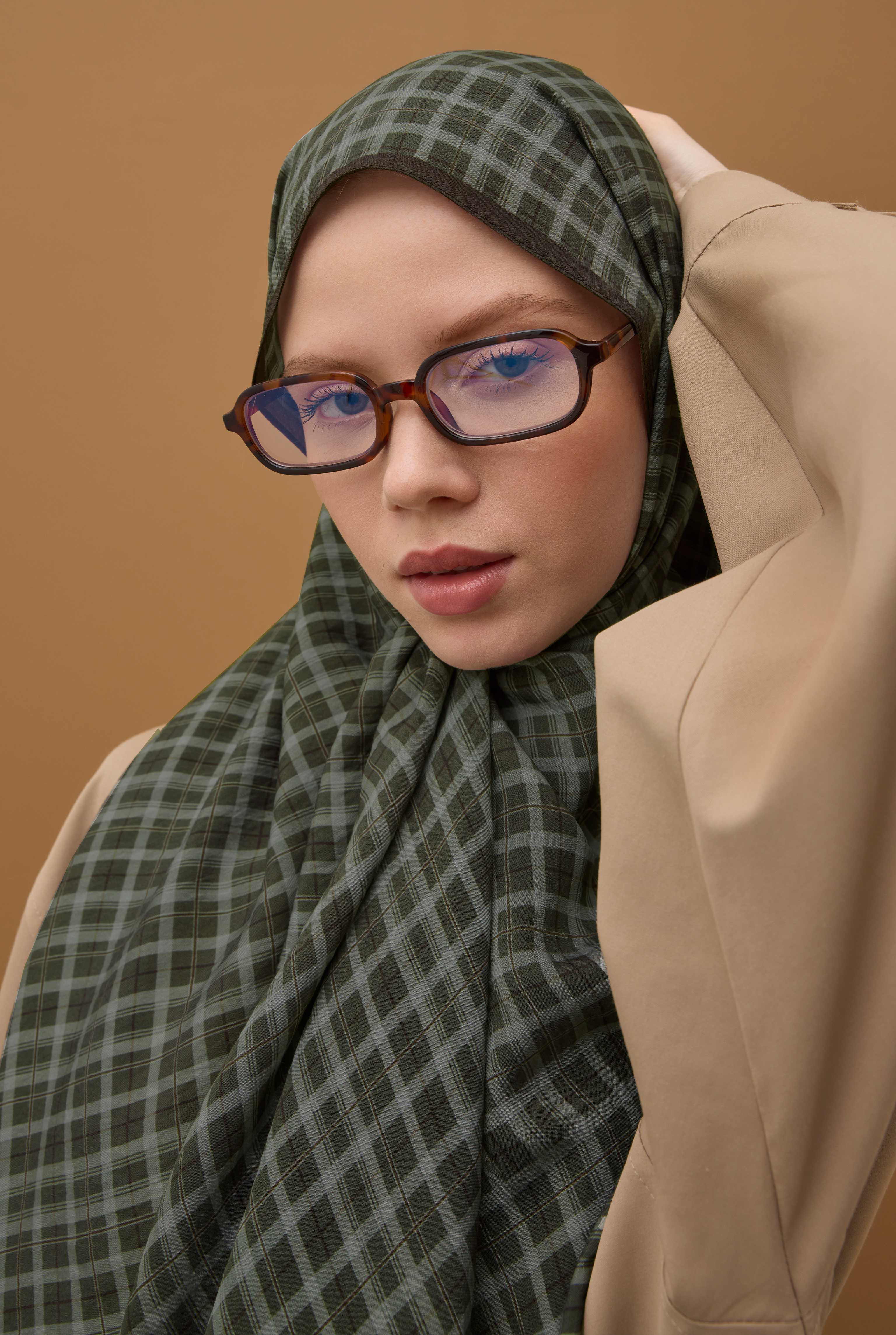 Lune Plaid Shawl Sage Green - 7