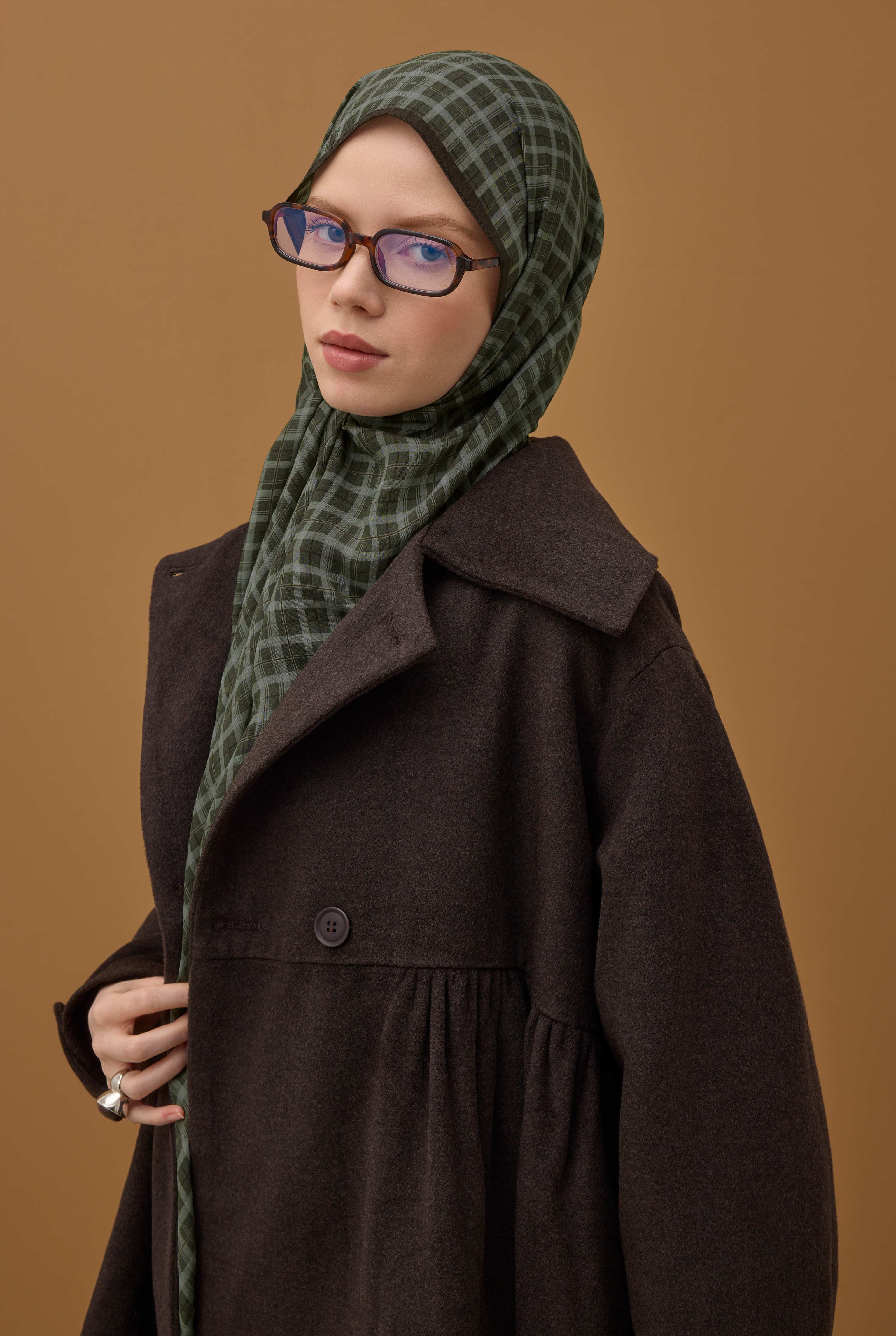 Lune Plaid Shawl Sage Green - 8