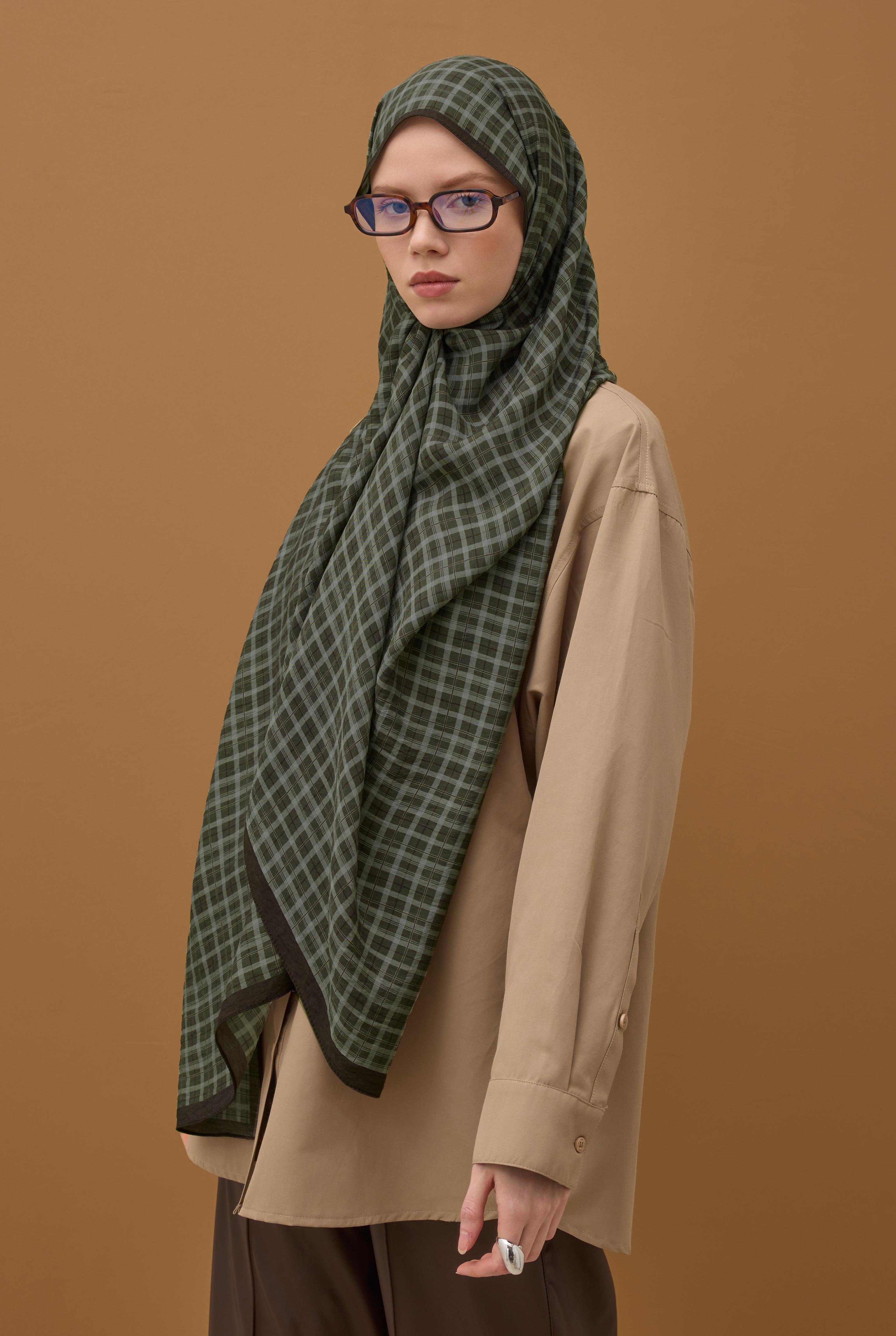 Lune Plaid Shawl Sage Green - 5