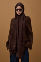 Lune Plaid Shawl Brown 