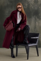 Belted Long Coat Bordeaux 