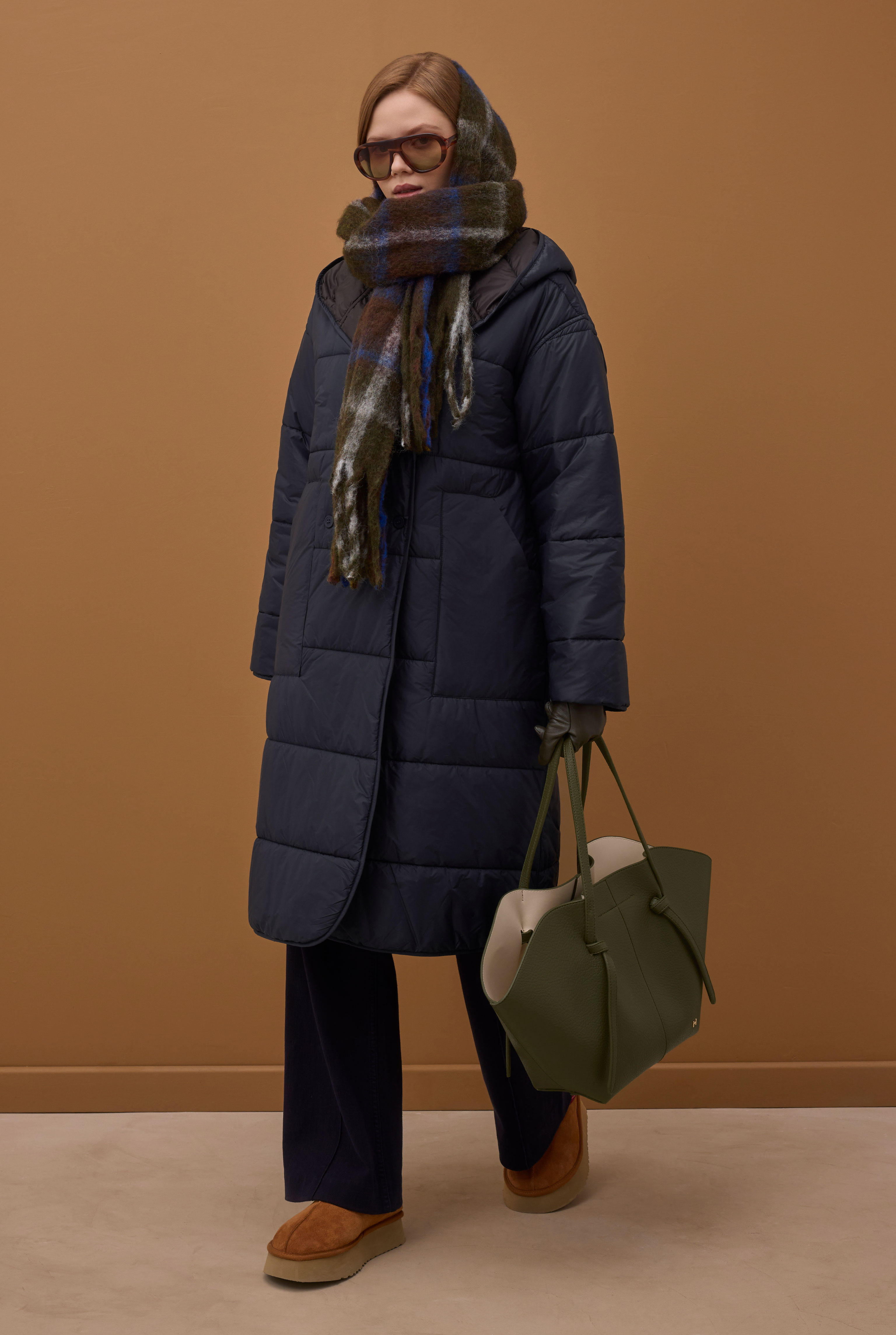 Reversible Puffer Jacket Dark Brown -Dark Navy Blue - 6