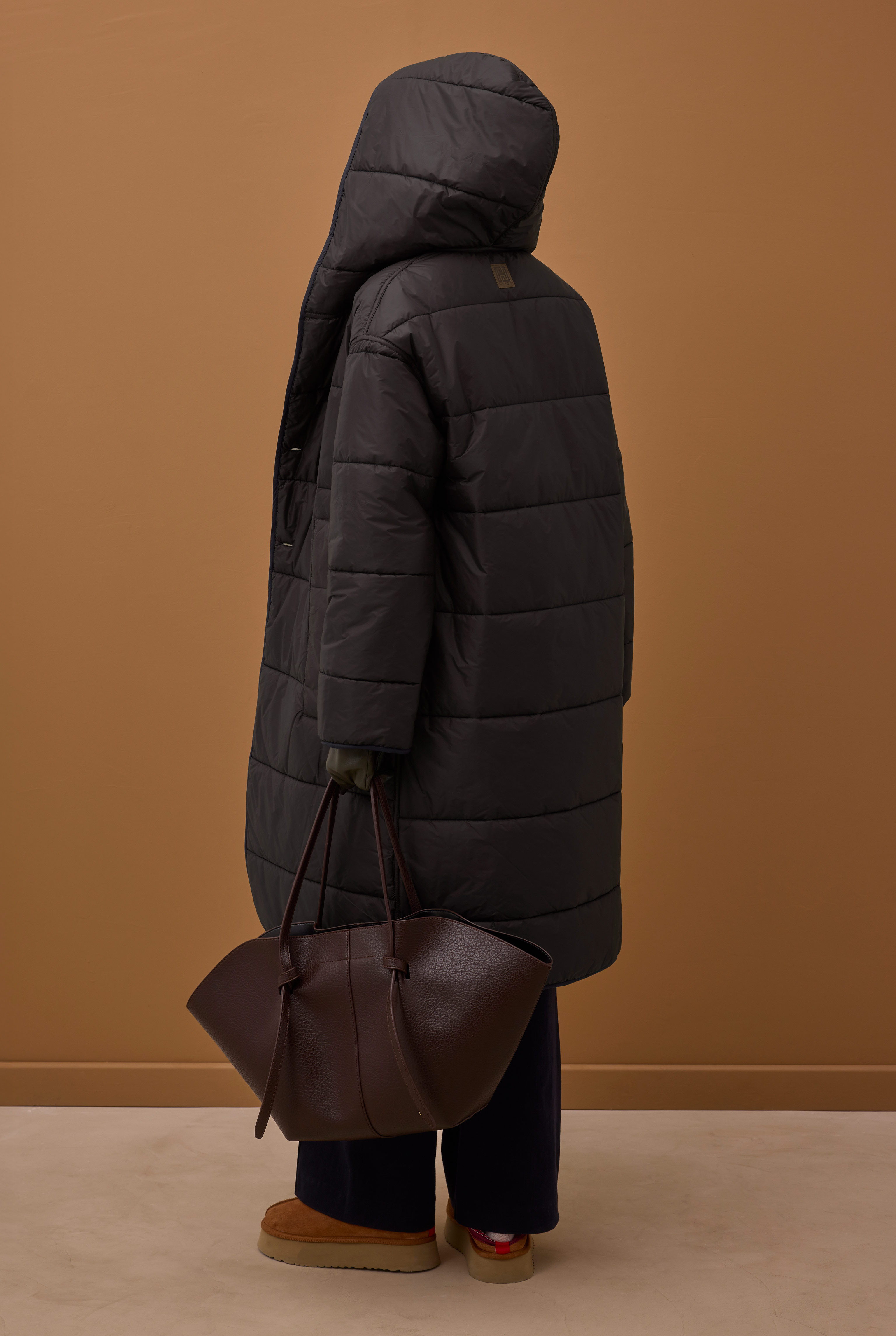 Reversible Puffer Jacket Dark Brown -Dark Navy Blue - 7