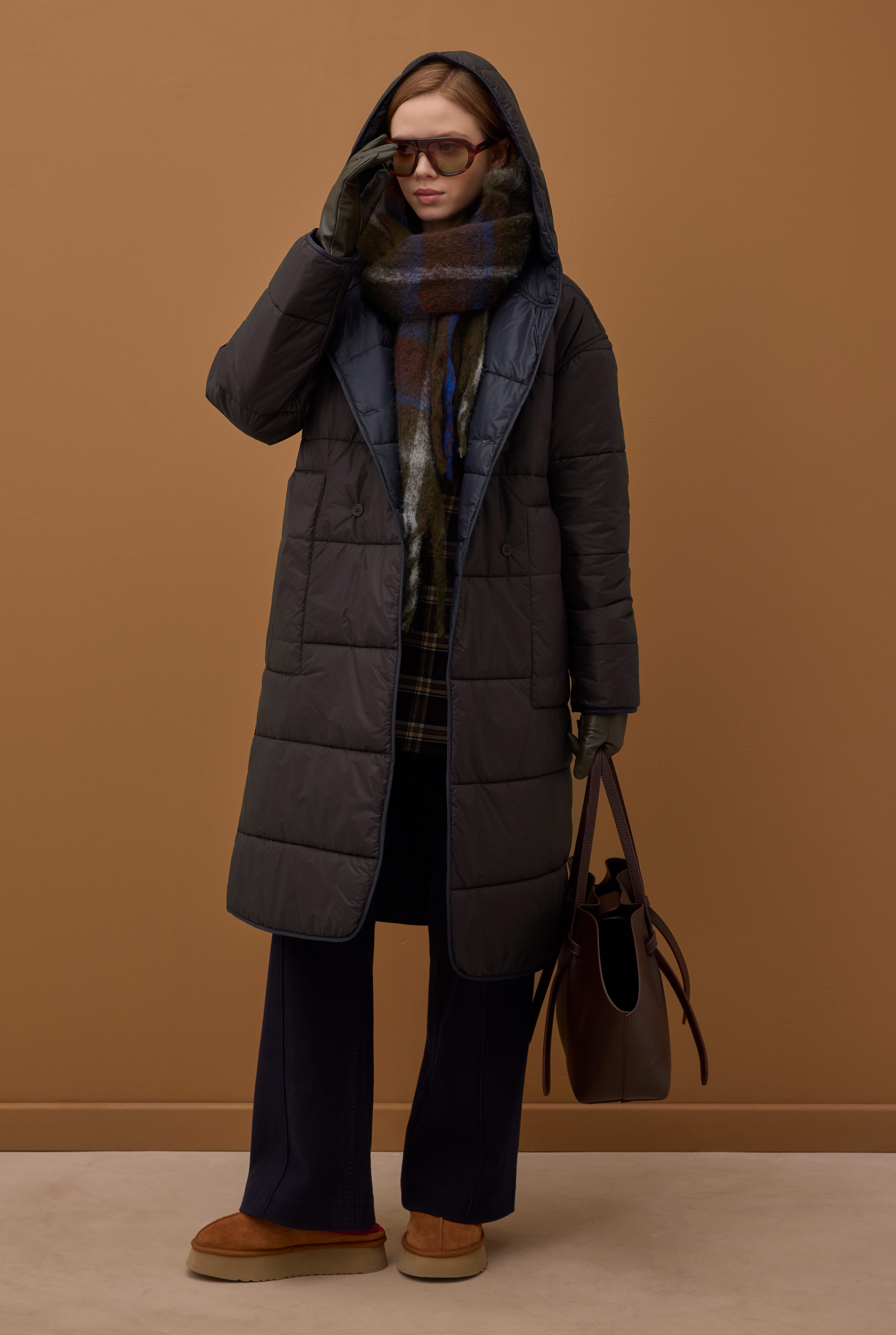 Reversible Puffer Jacket Dark Brown -Dark Navy Blue - 2