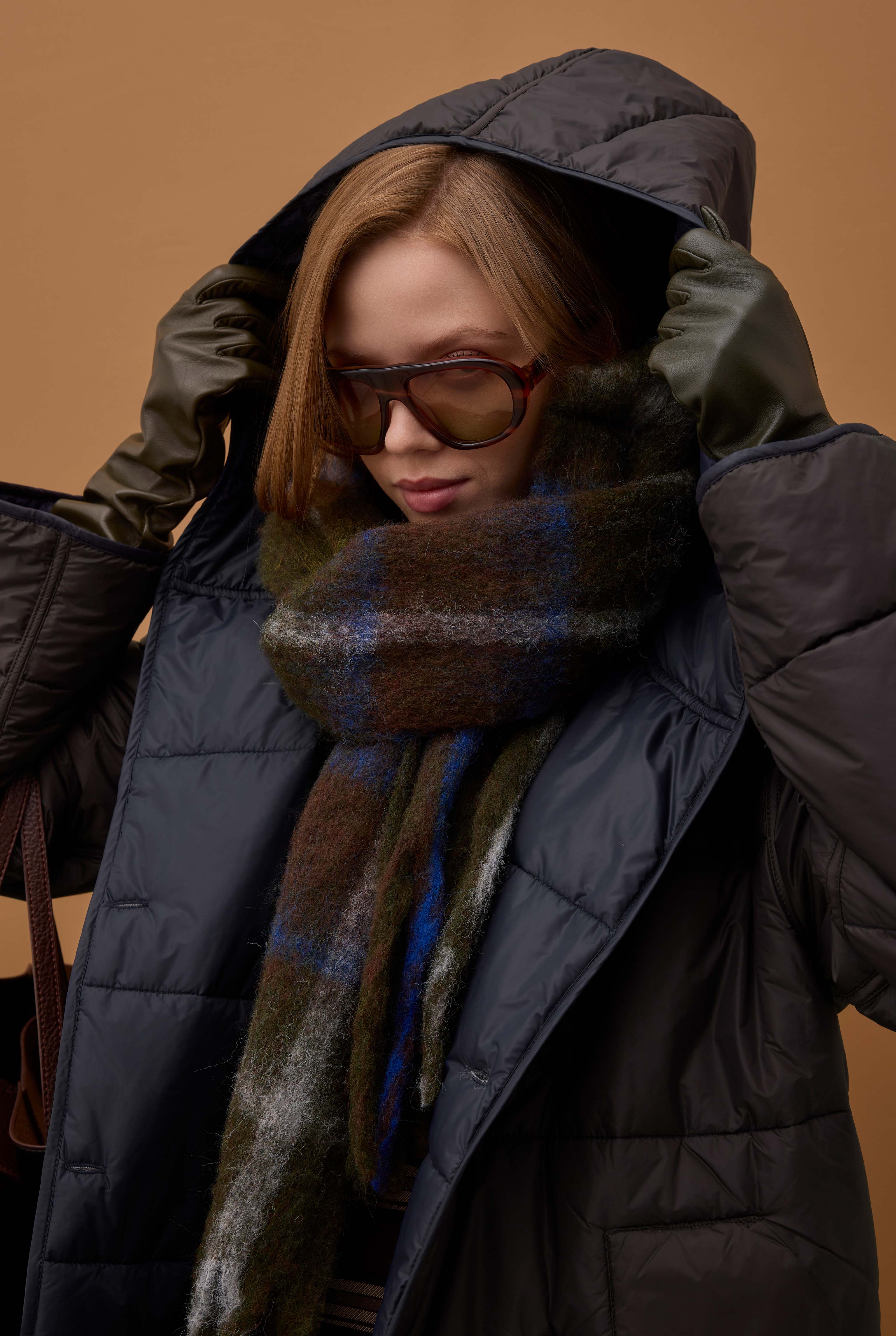 Reversible Puffer Jacket Dark Brown -Dark Navy Blue - 9