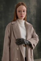 Double-Breasted Long Coat Light Mink 