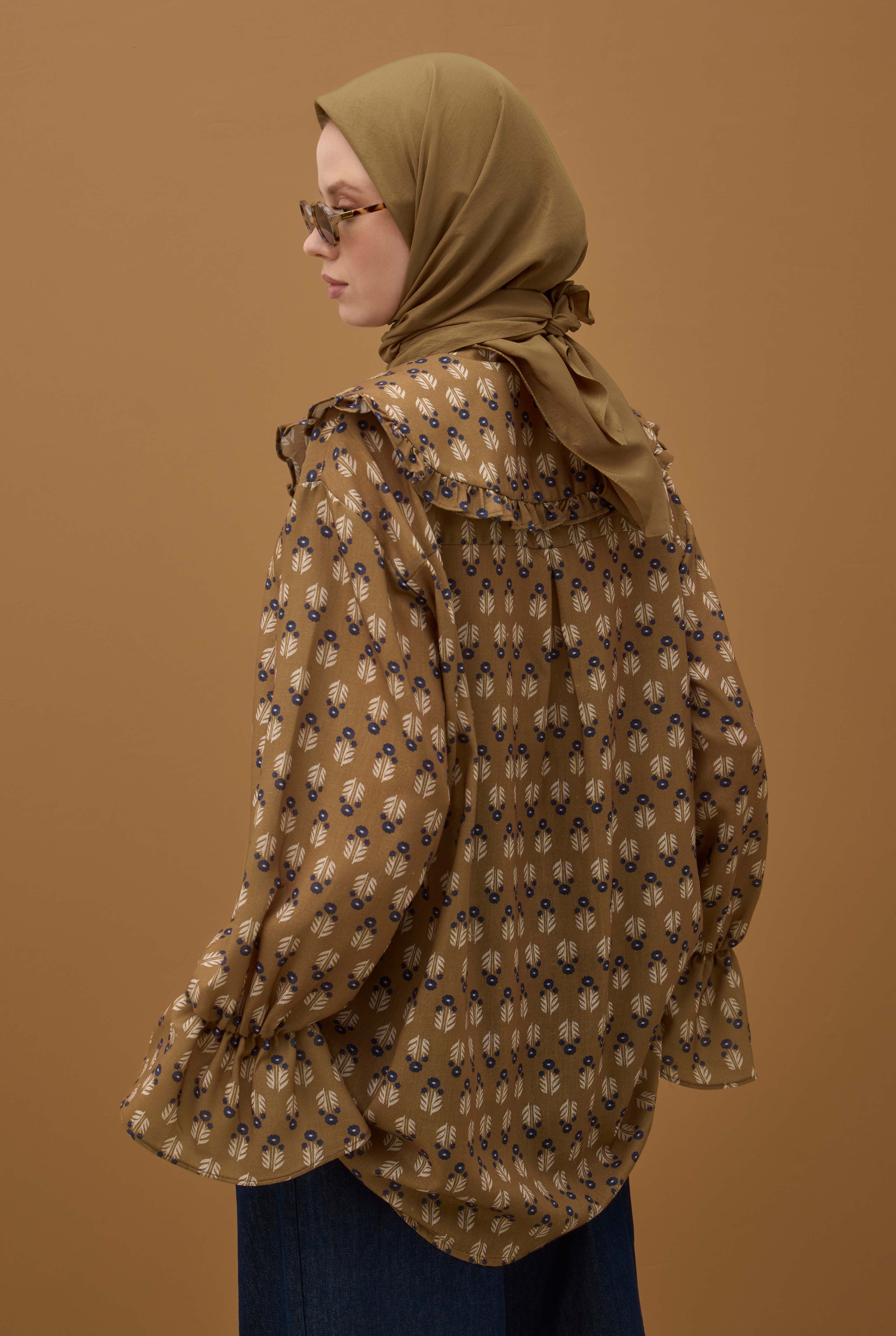 Soft Wrinkled Scarf Mummy Brown - 2