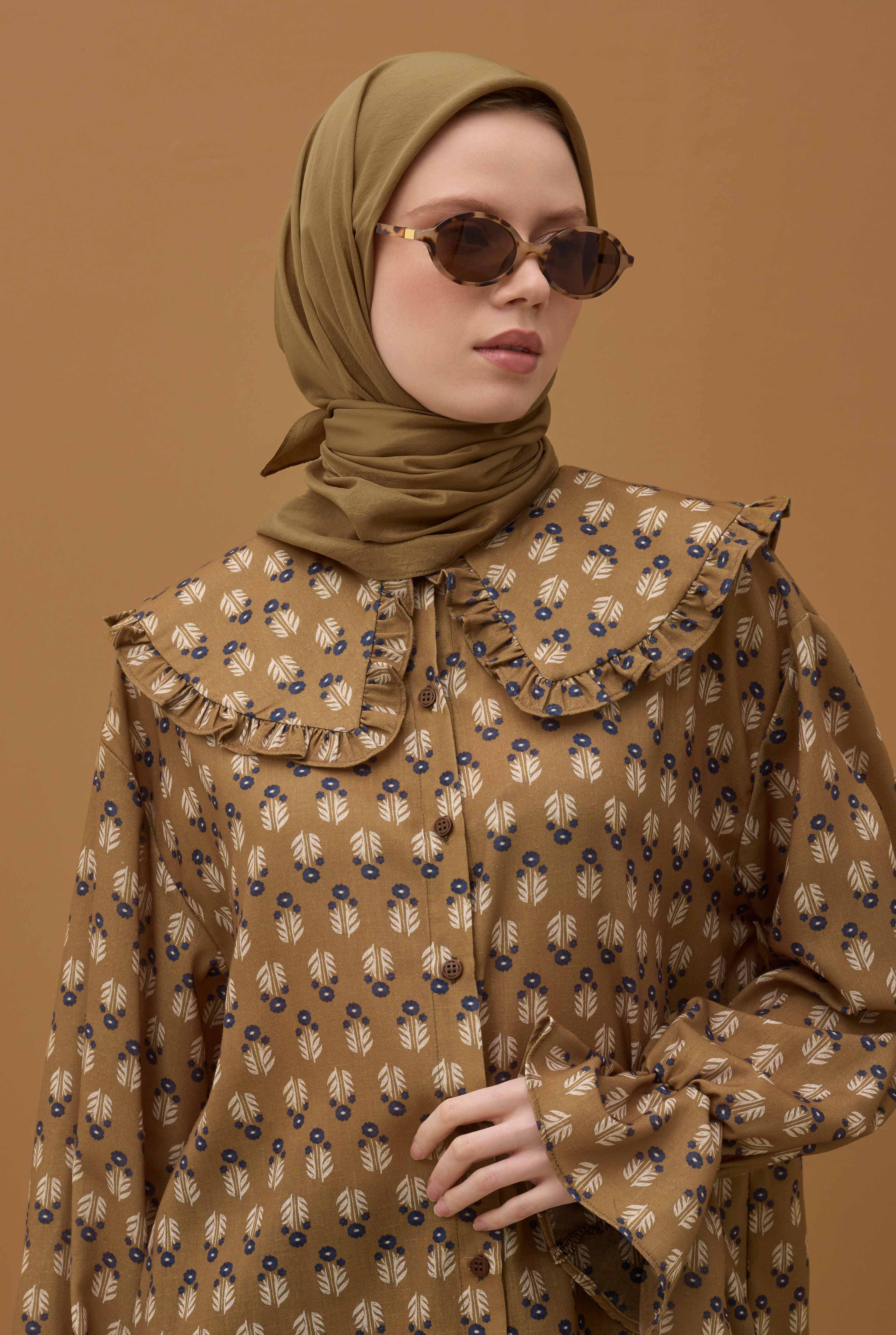Soft Wrinkled Scarf Mummy Brown - 4