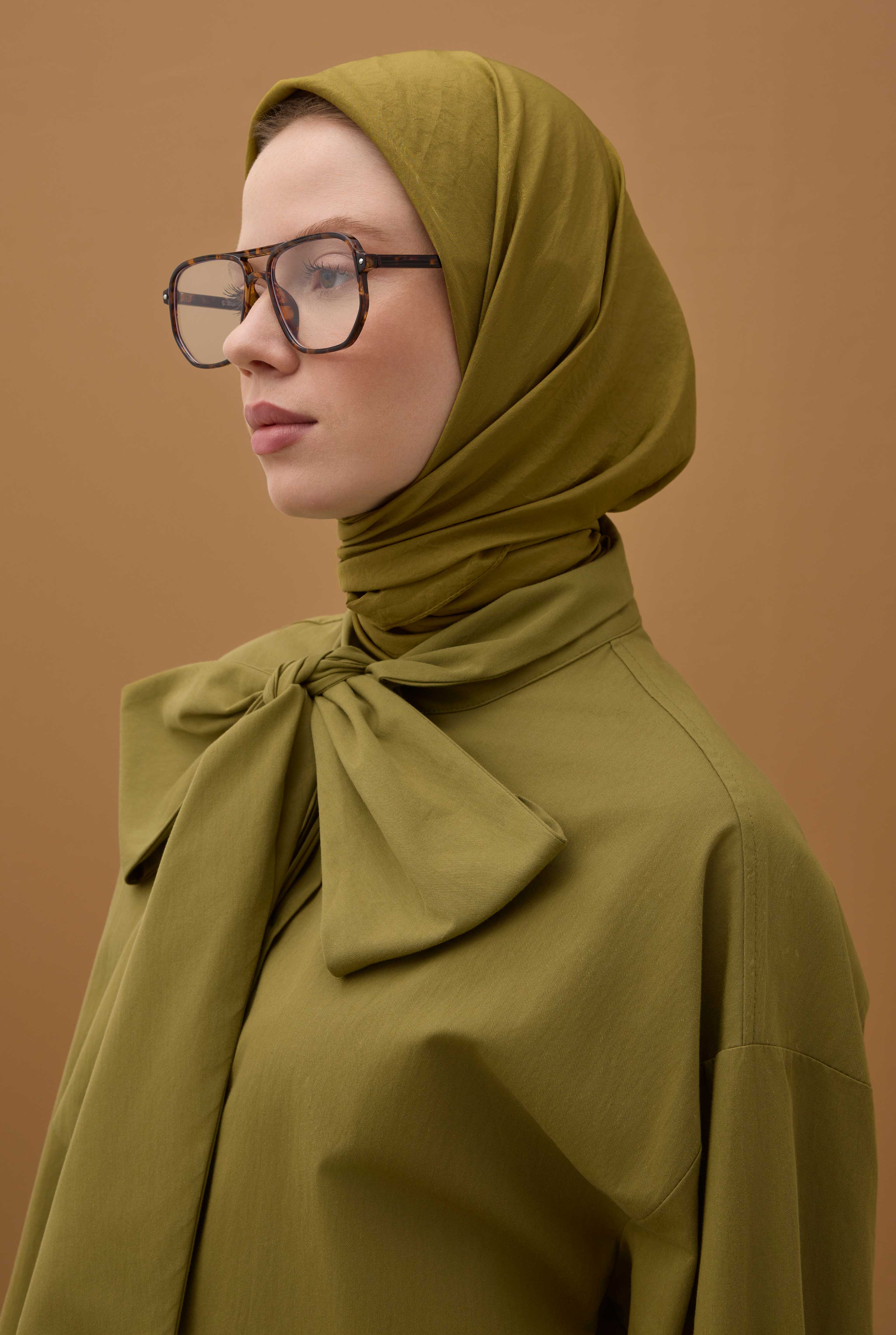 Soft Wrinkled Scarf Oil Green - 2