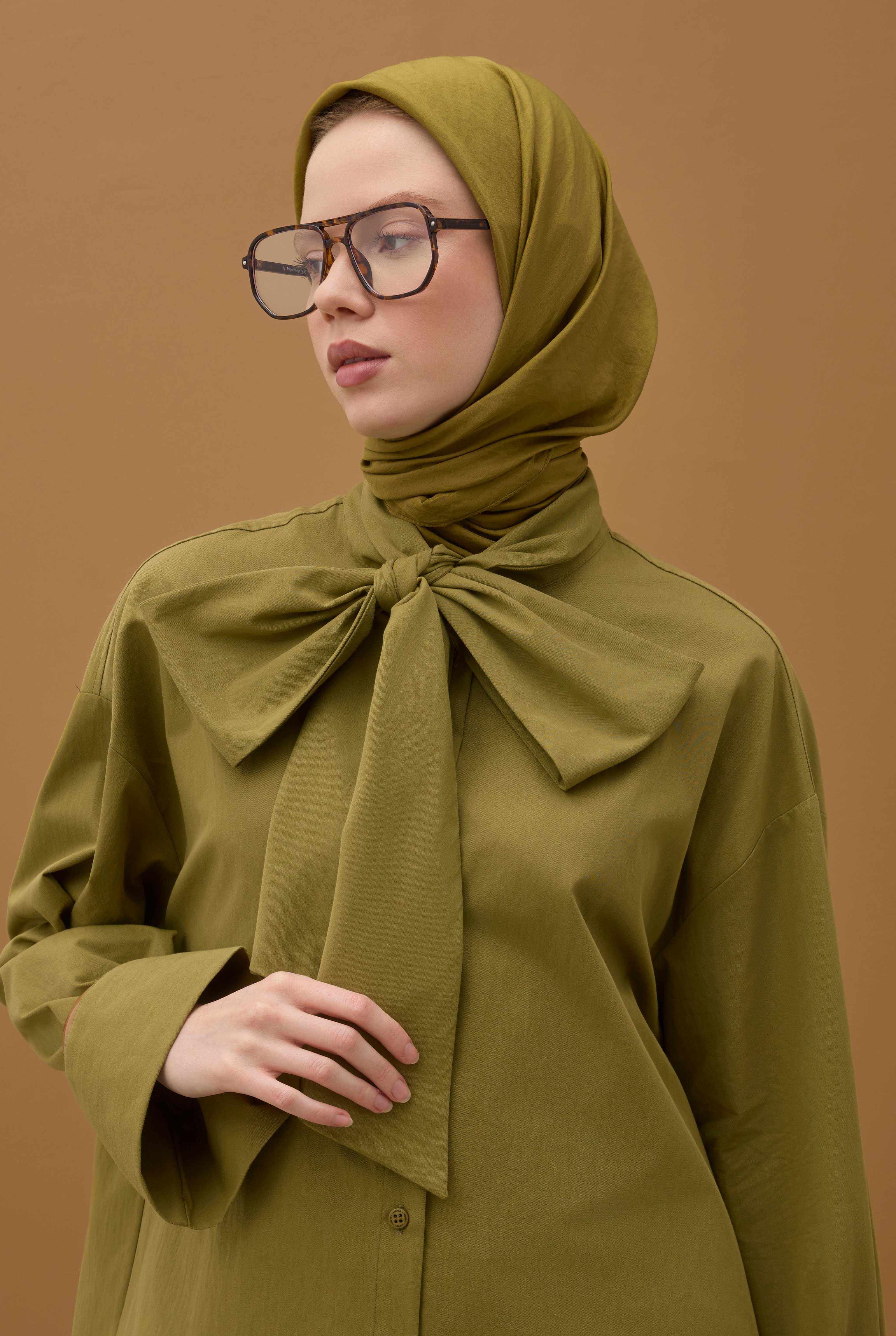 Soft Wrinkled Scarf Oil Green - 3