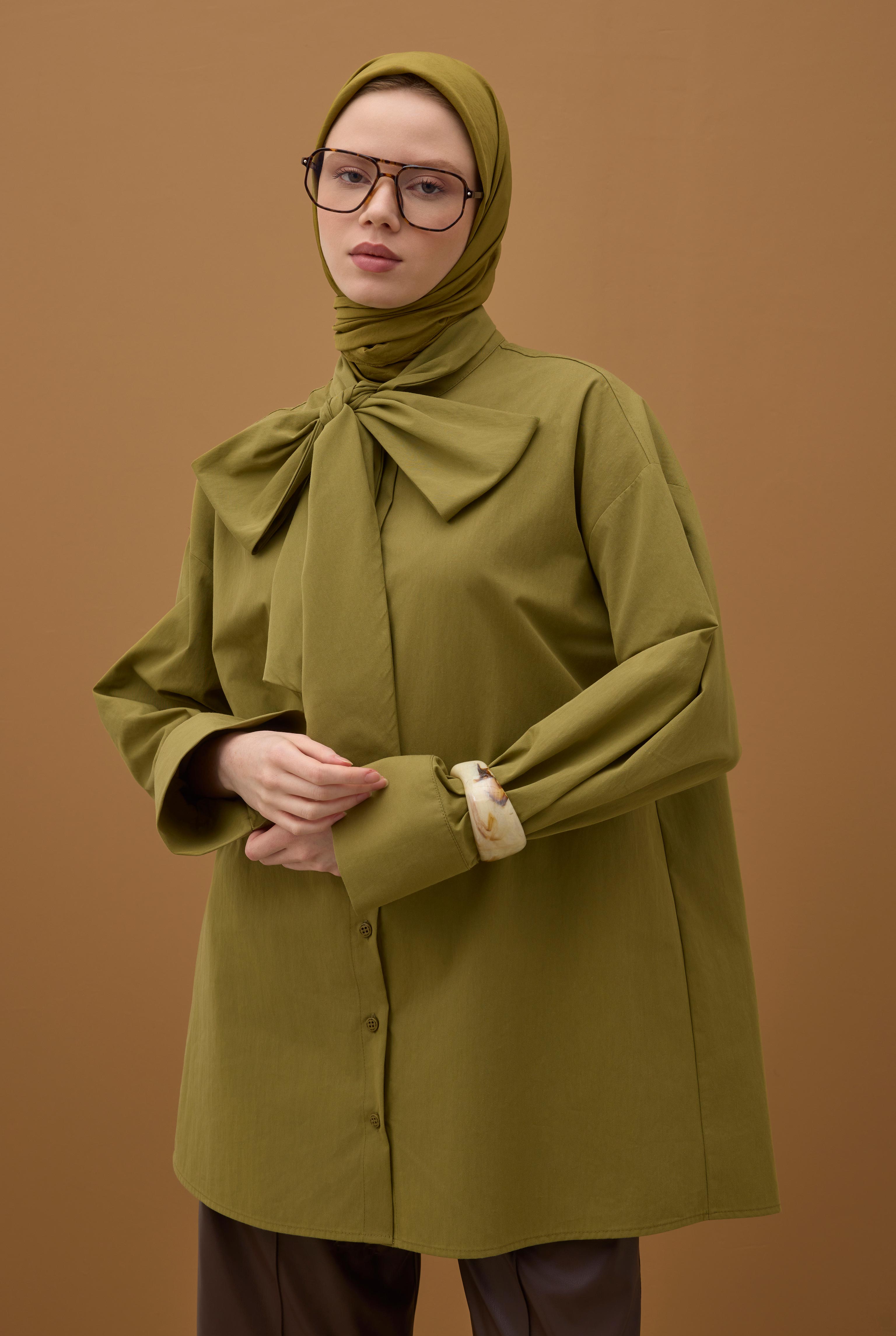 Soft Wrinkled Scarf Oil Green - 4