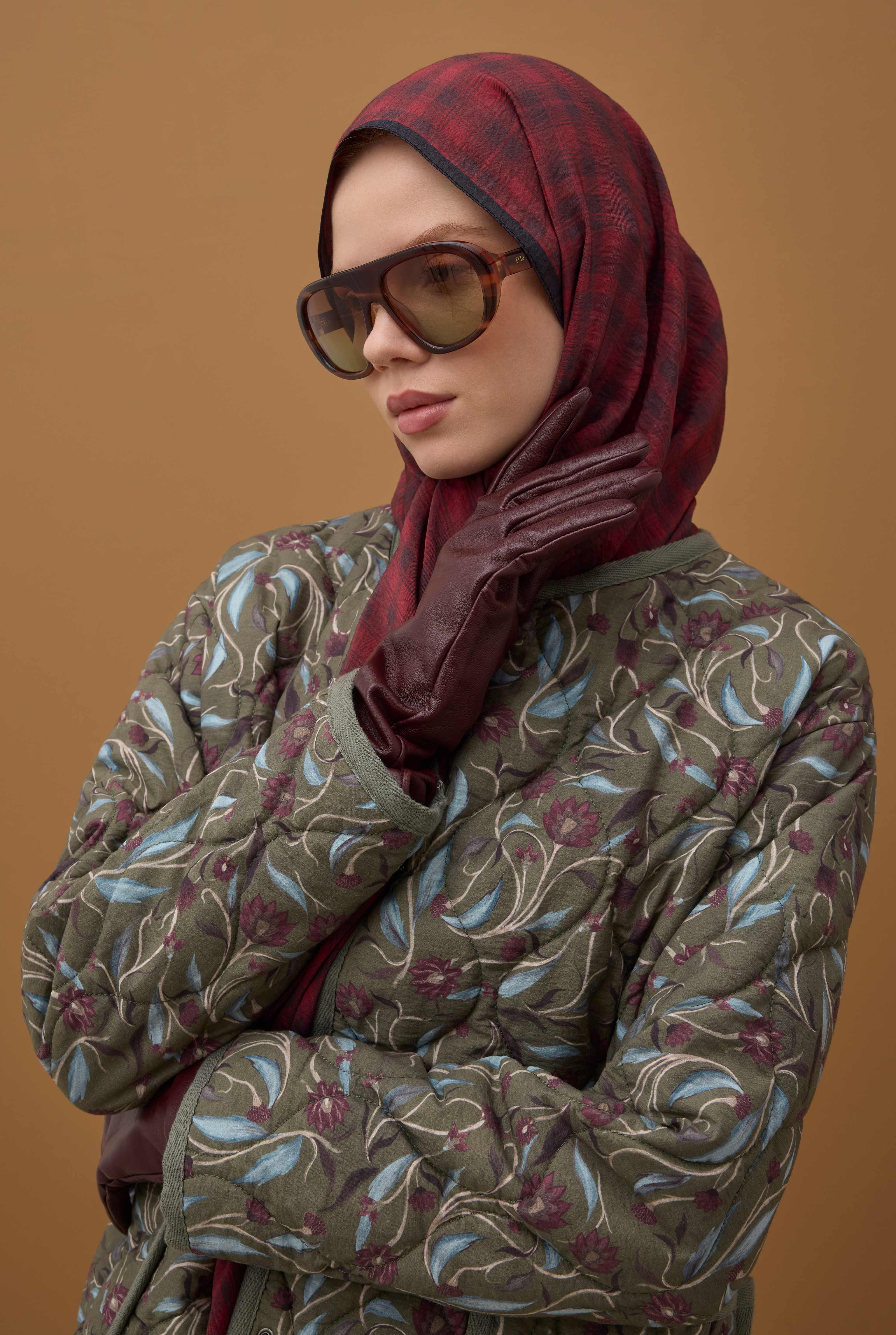 Pera Plaid Shawl Bordeaux - 4