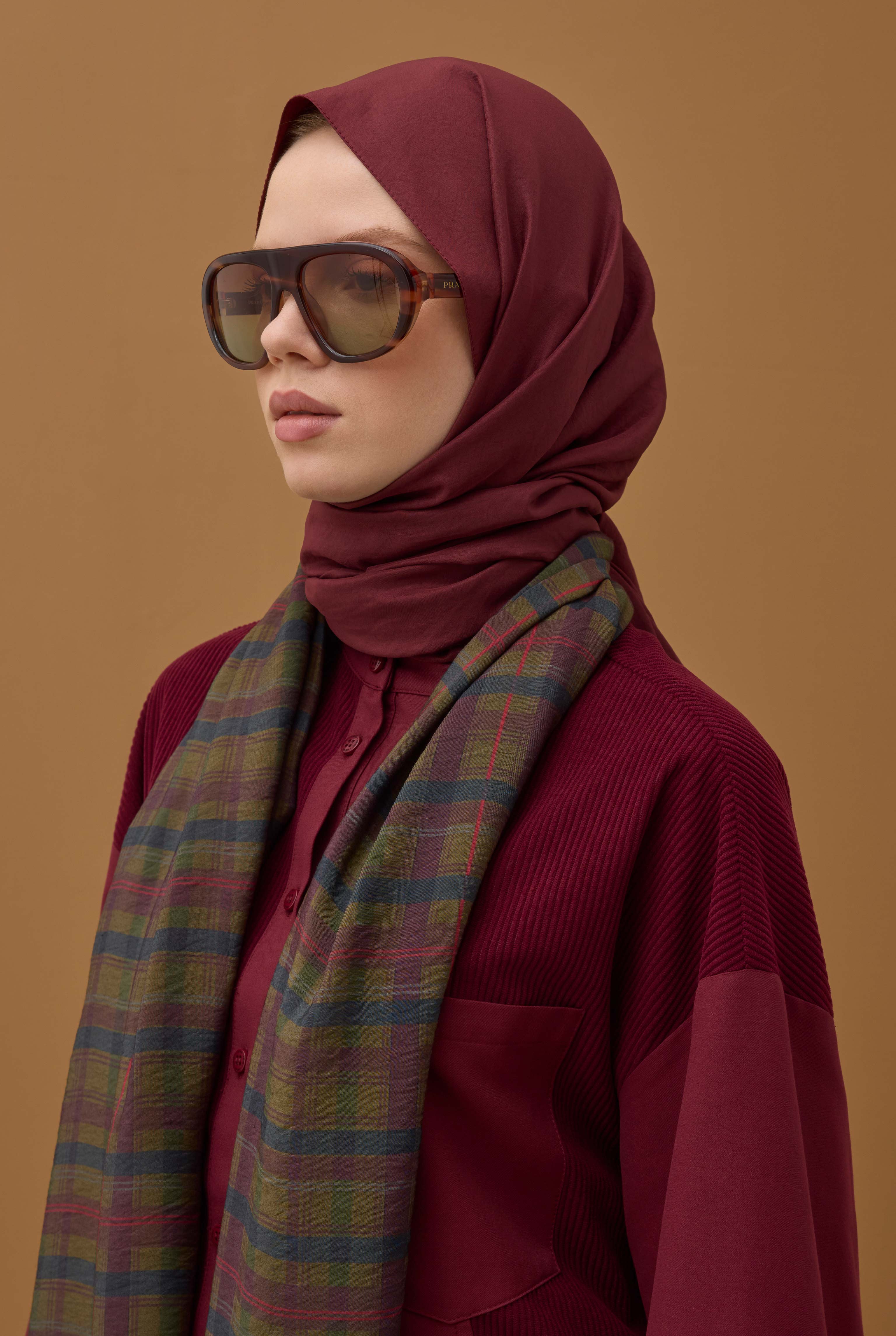 Soft Wrinkled Shawl Bordeaux - 4