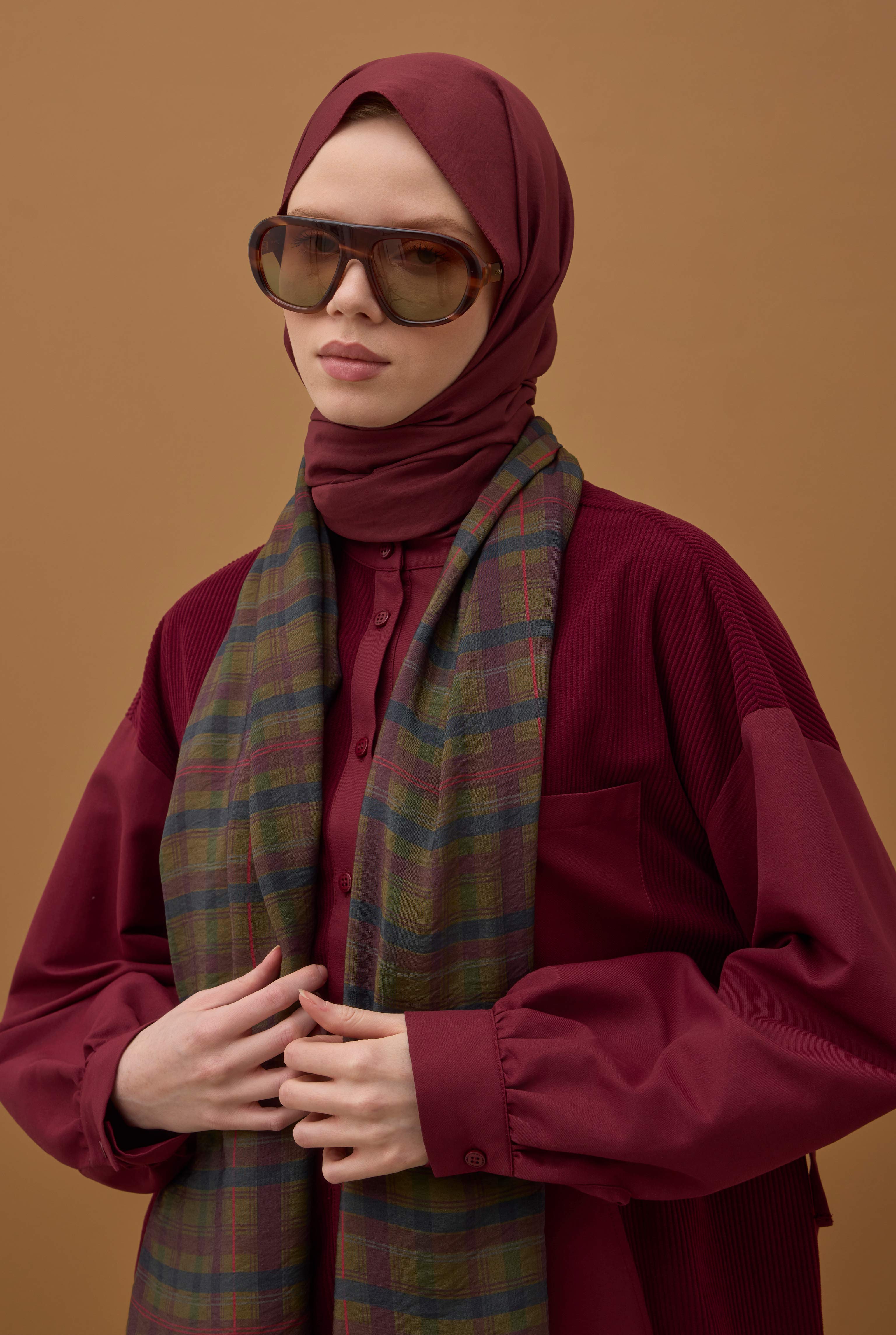 Soft Wrinkled Shawl Bordeaux - 5