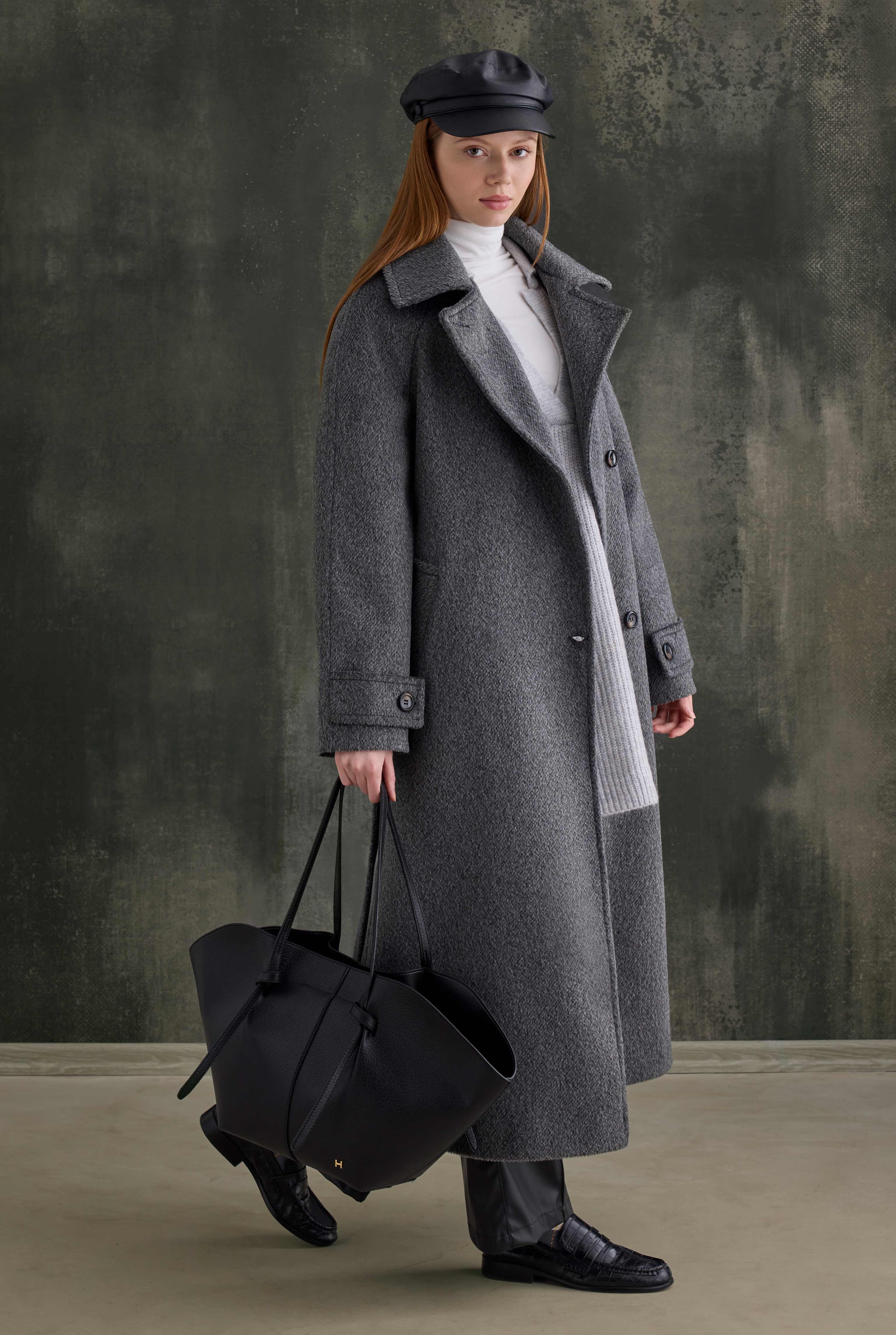 Belted Long Coat Anthracite - 3