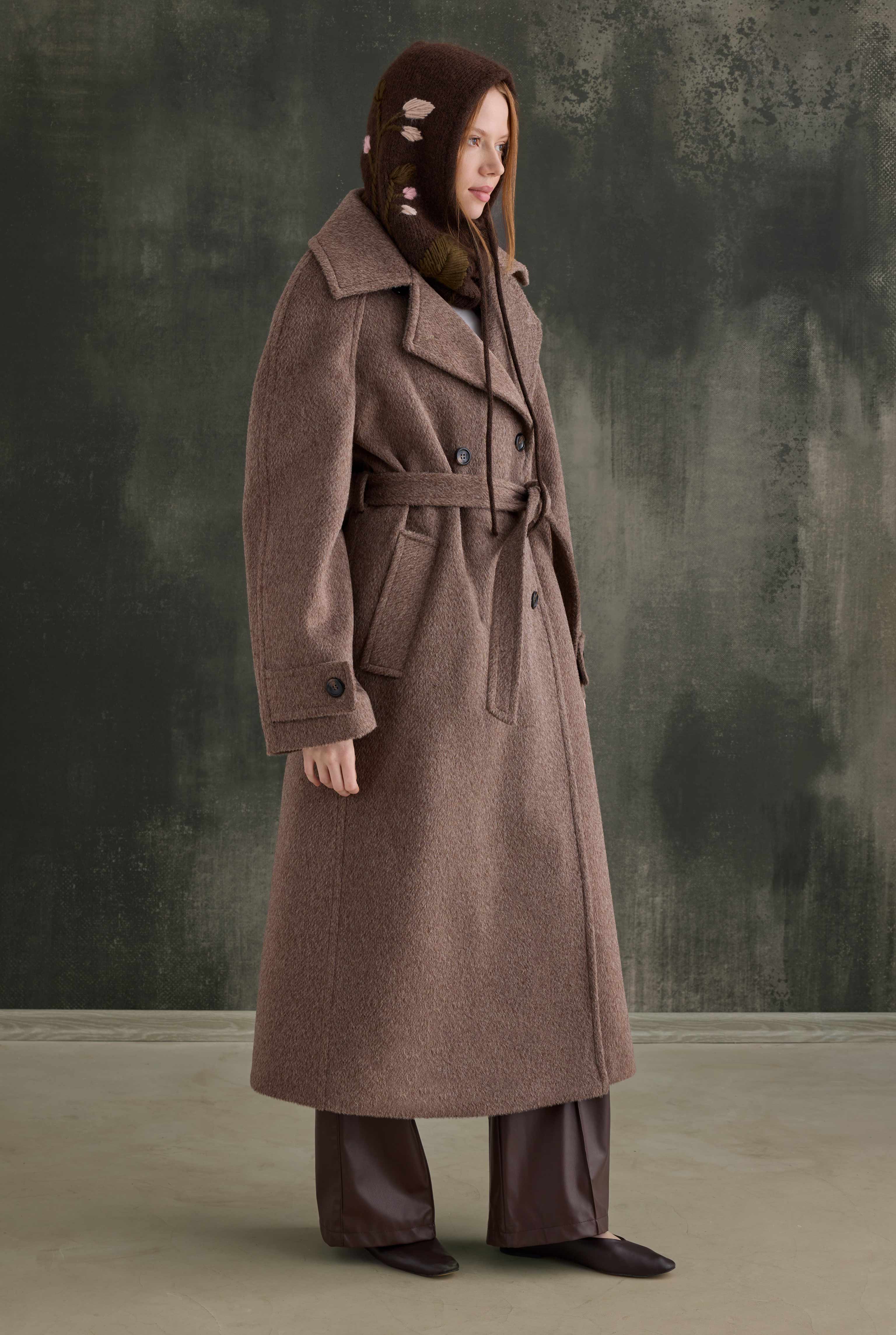 Belted Long Coat Brown - 2