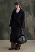 Belted Long Coat Black 