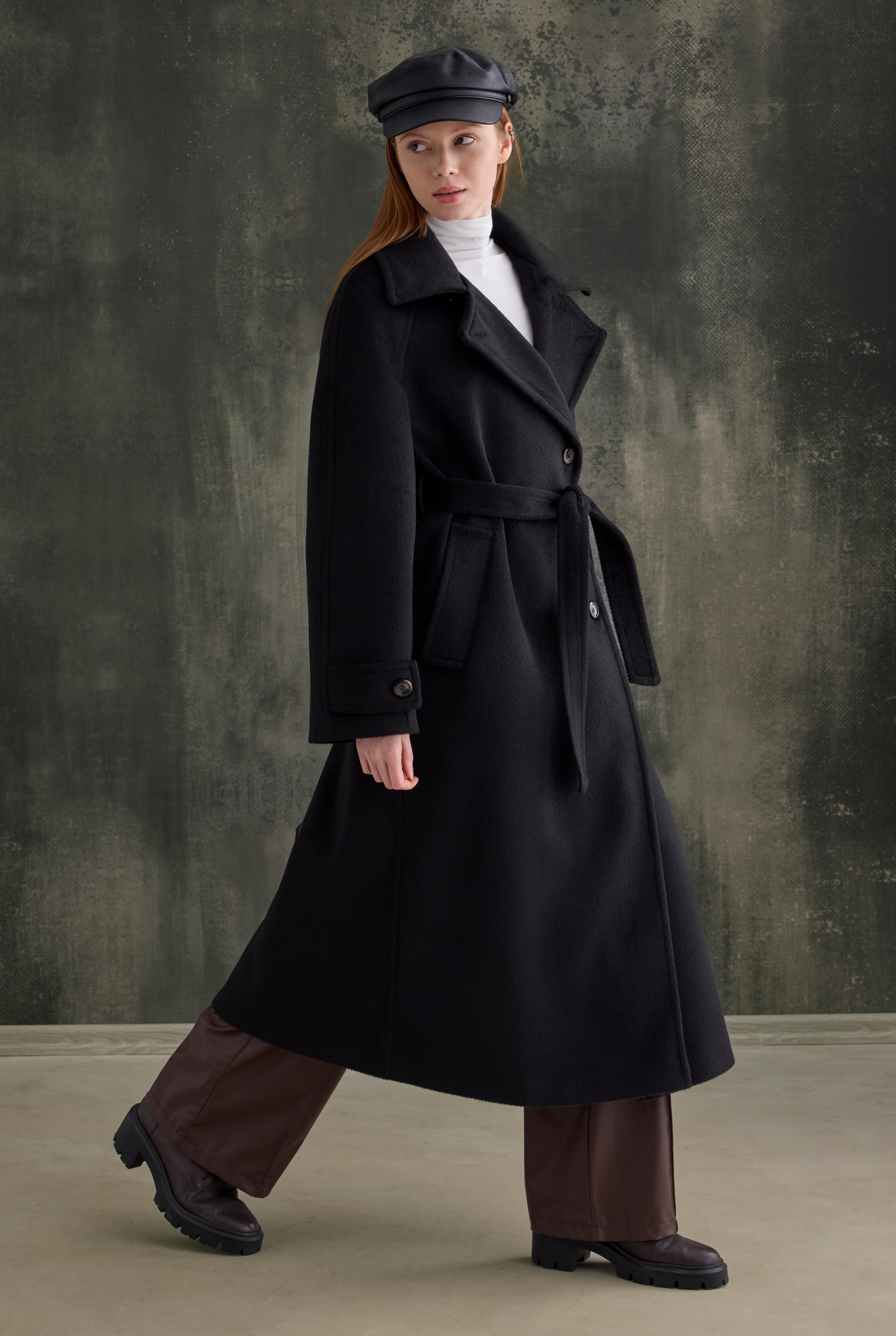 Belted Long Coat Black - 2