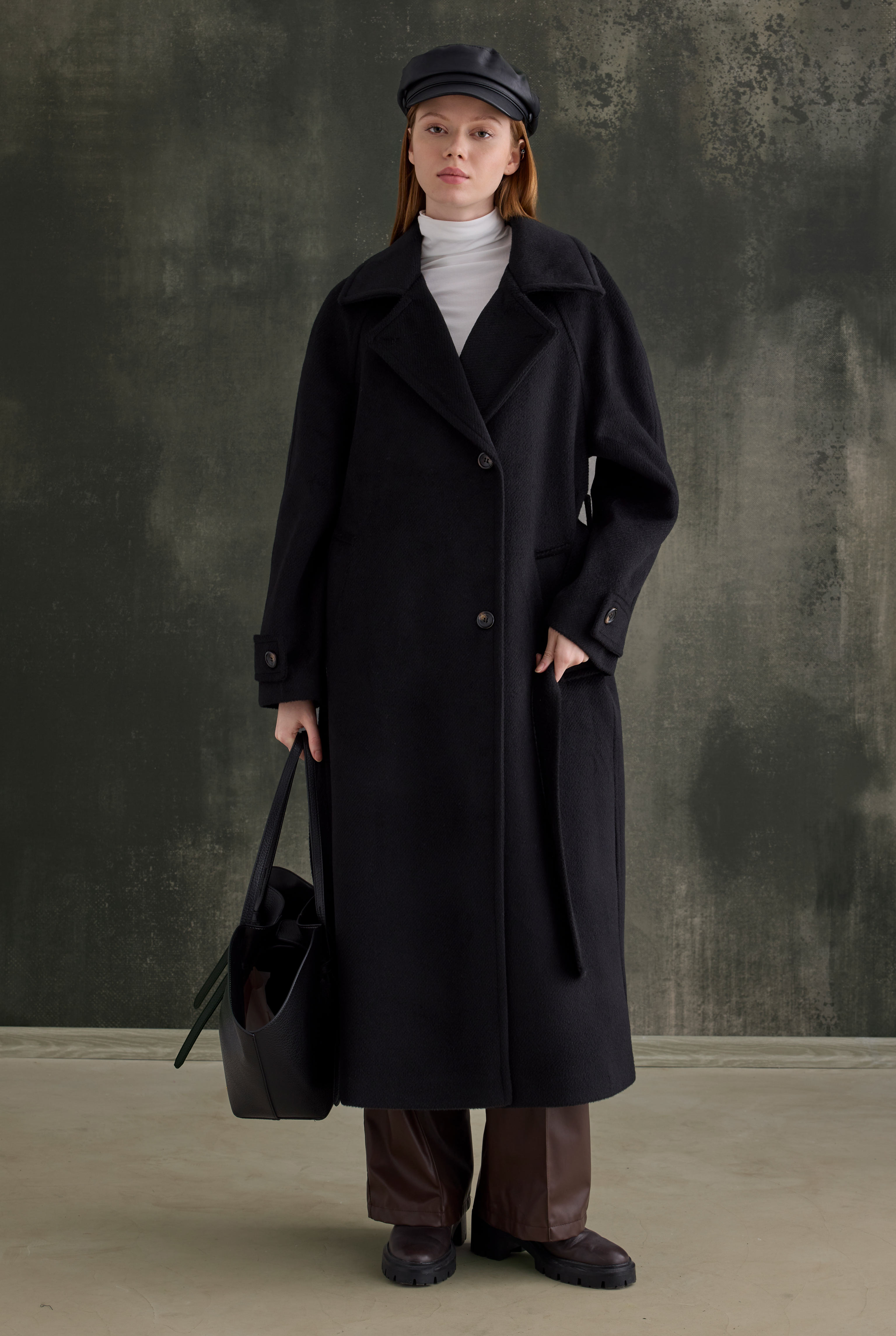 Belted Long Coat Black - 3