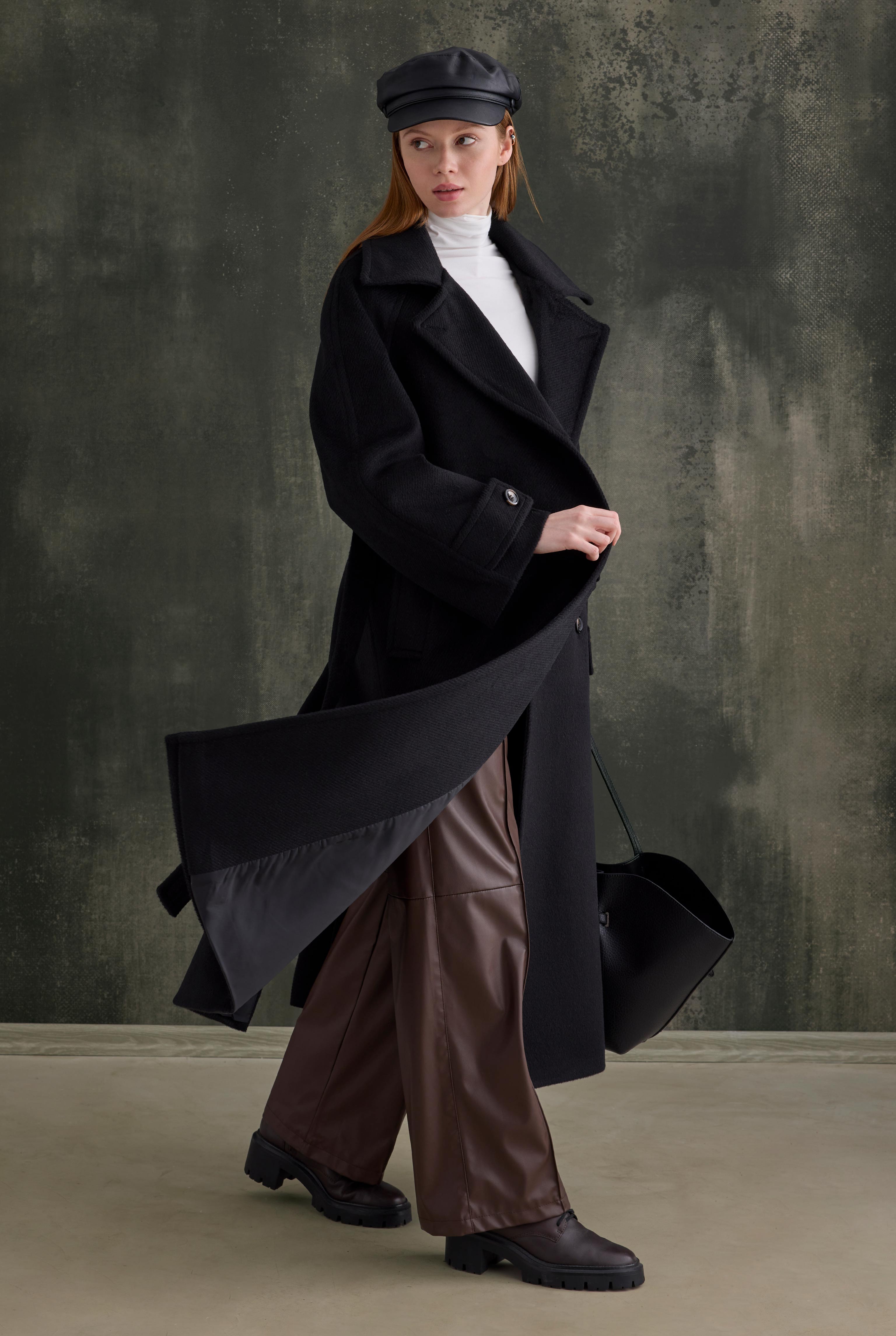 Belted Long Coat Black - 6