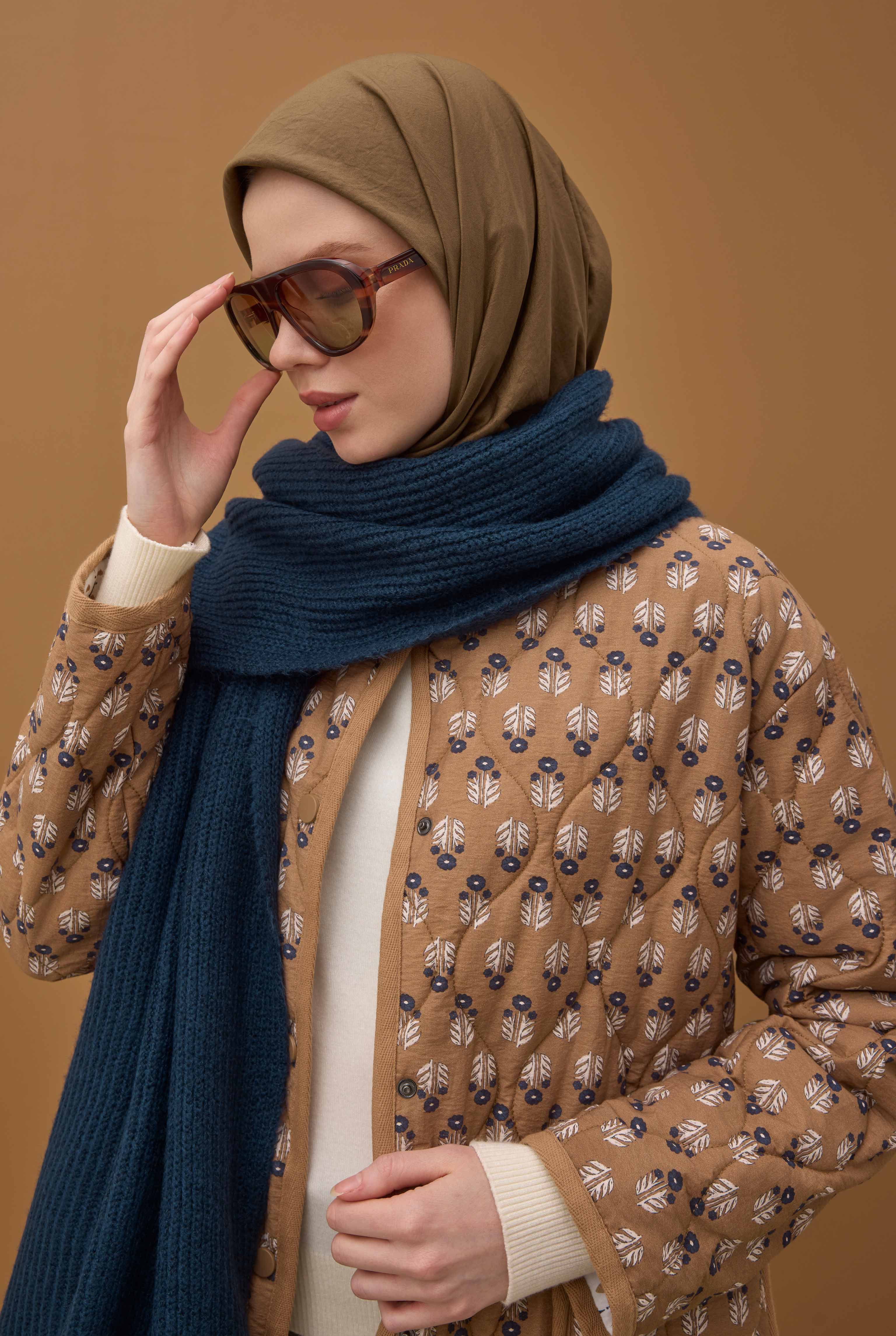 Soft Wrinkled Scarf Warm Brown - 6