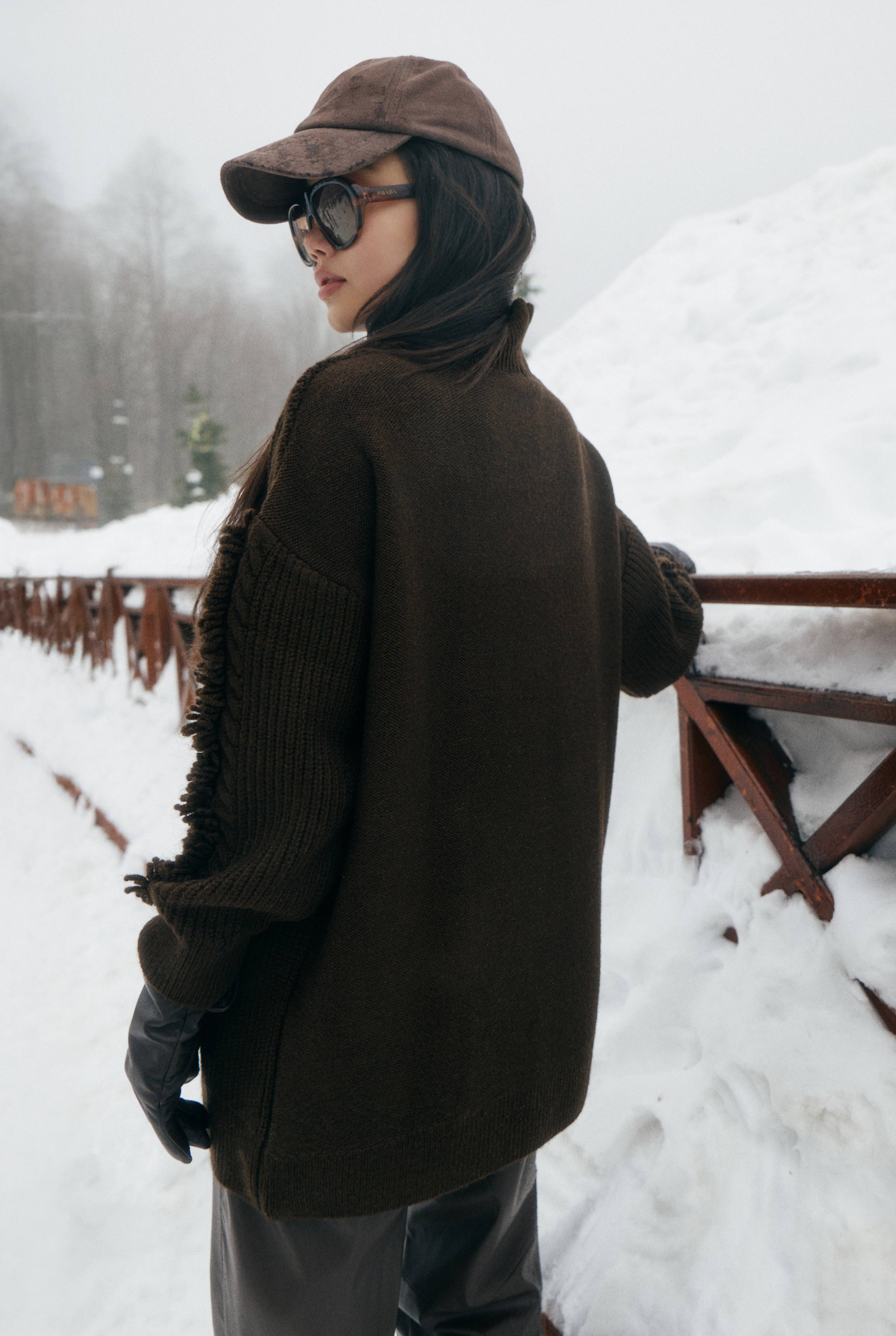 Tassel Detailed Knitted Sweater Brown - 4