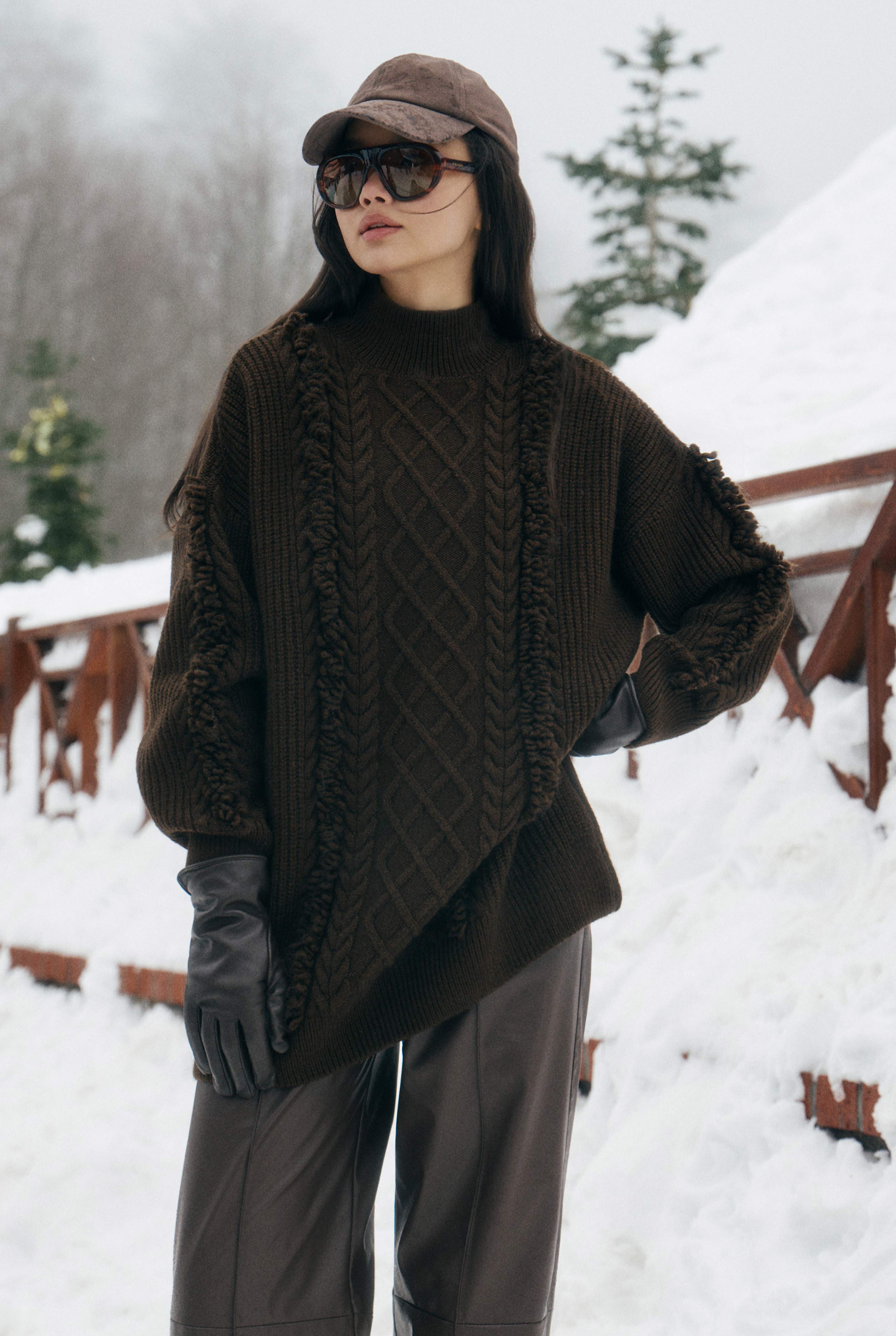Tassel Detailed Knitted Sweater Brown - 3