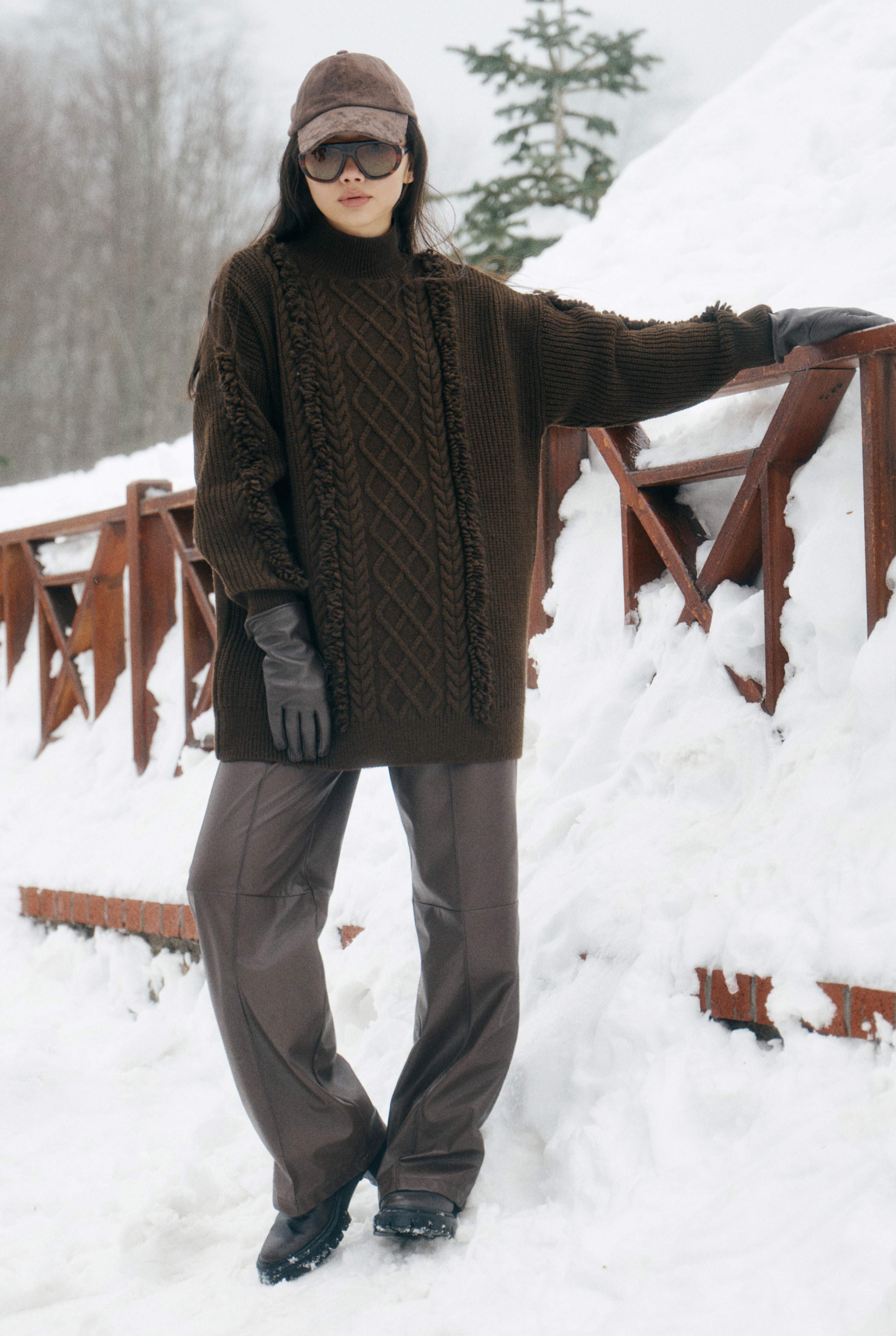 Tassel Detailed Knitted Sweater Brown - 2