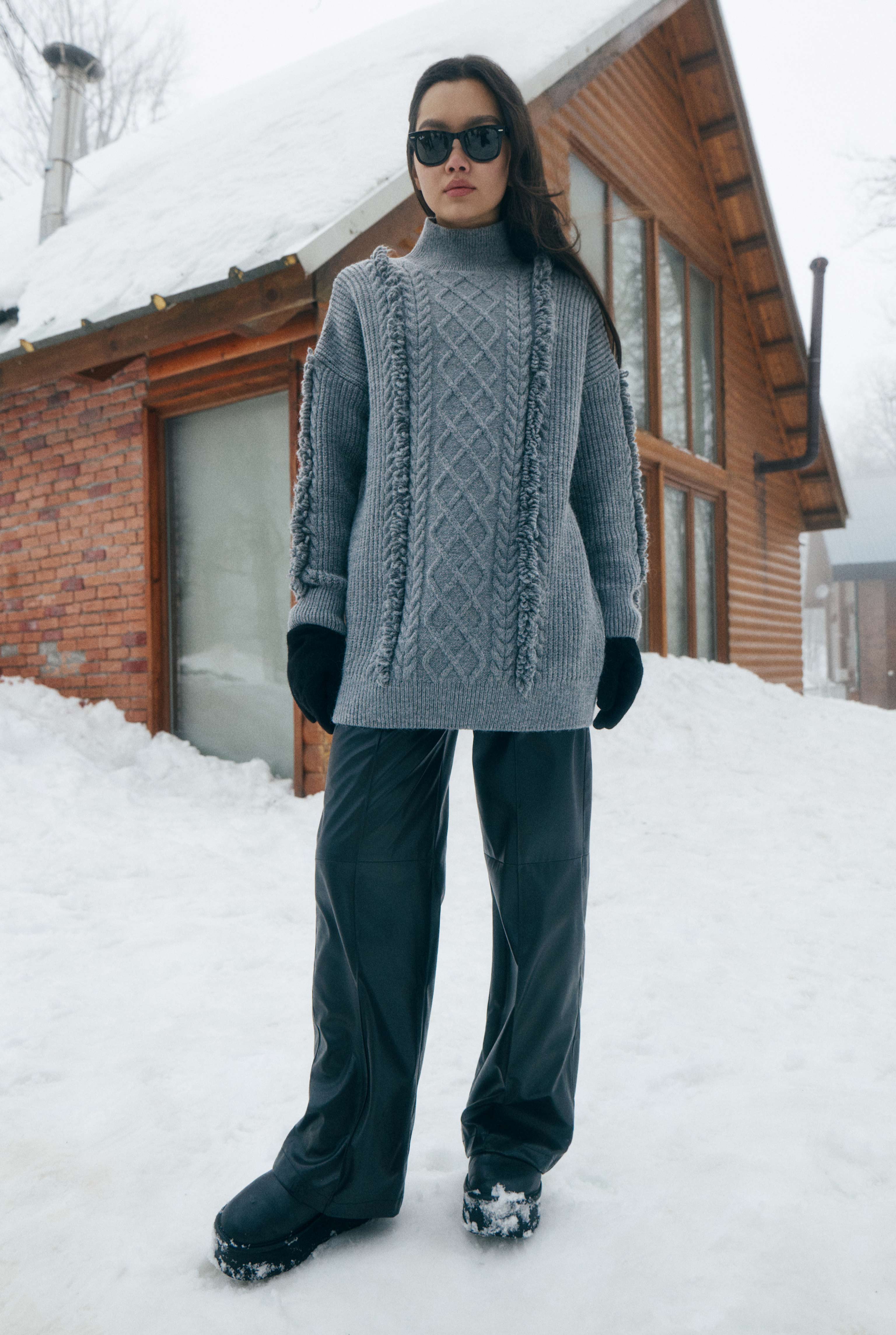 Tassel Detailed Knitted Sweater Gray - 2