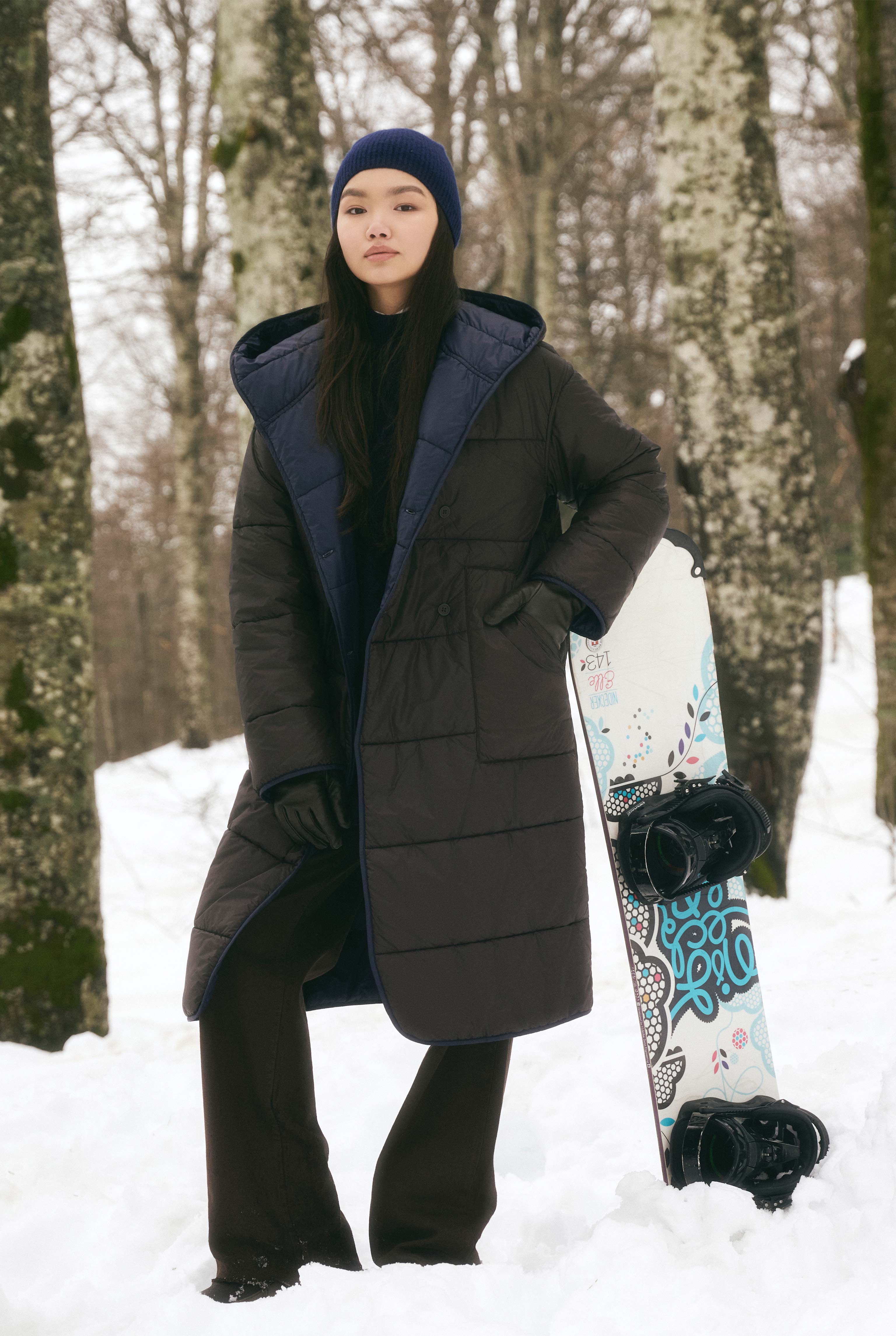 Reversible Puffer Jacket Dark Brown -Dark Navy Blue - 13