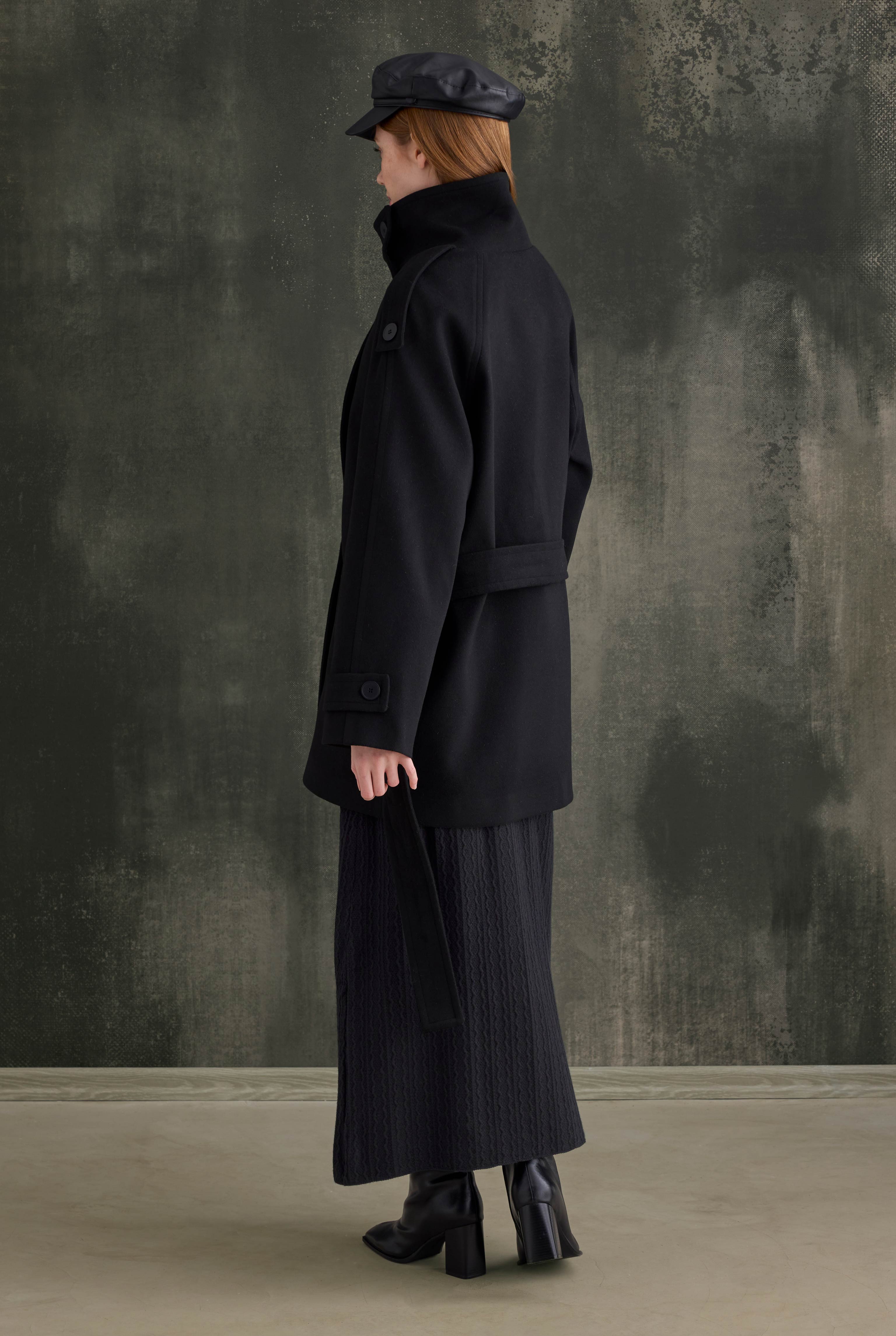 High-Neck Coat Black - 5