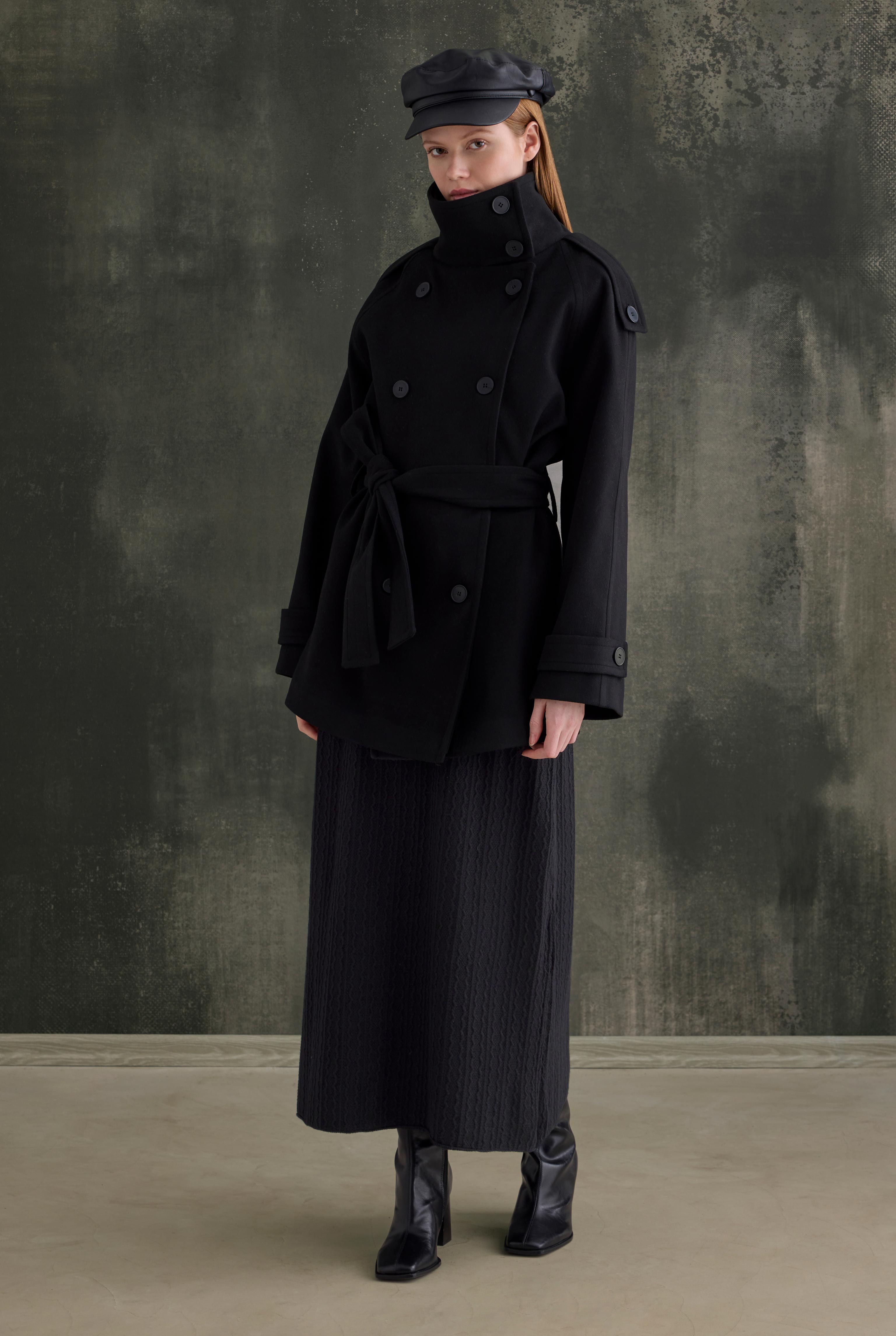 High-Neck Coat Black - 2