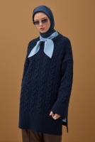 Soft Wrinkled Shawl Dark Navy Blue 