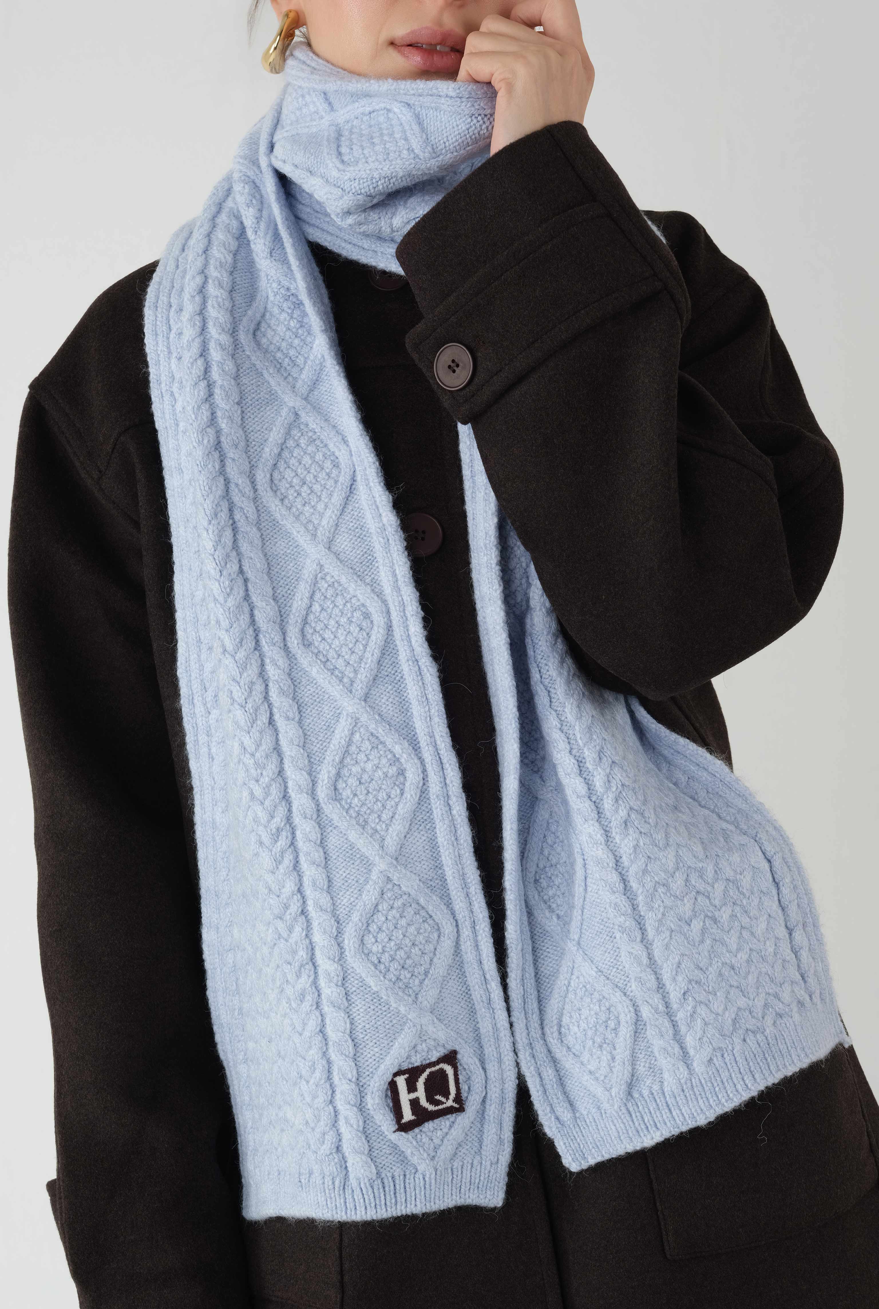 Cable Knit Scarf Ice Blue - 1