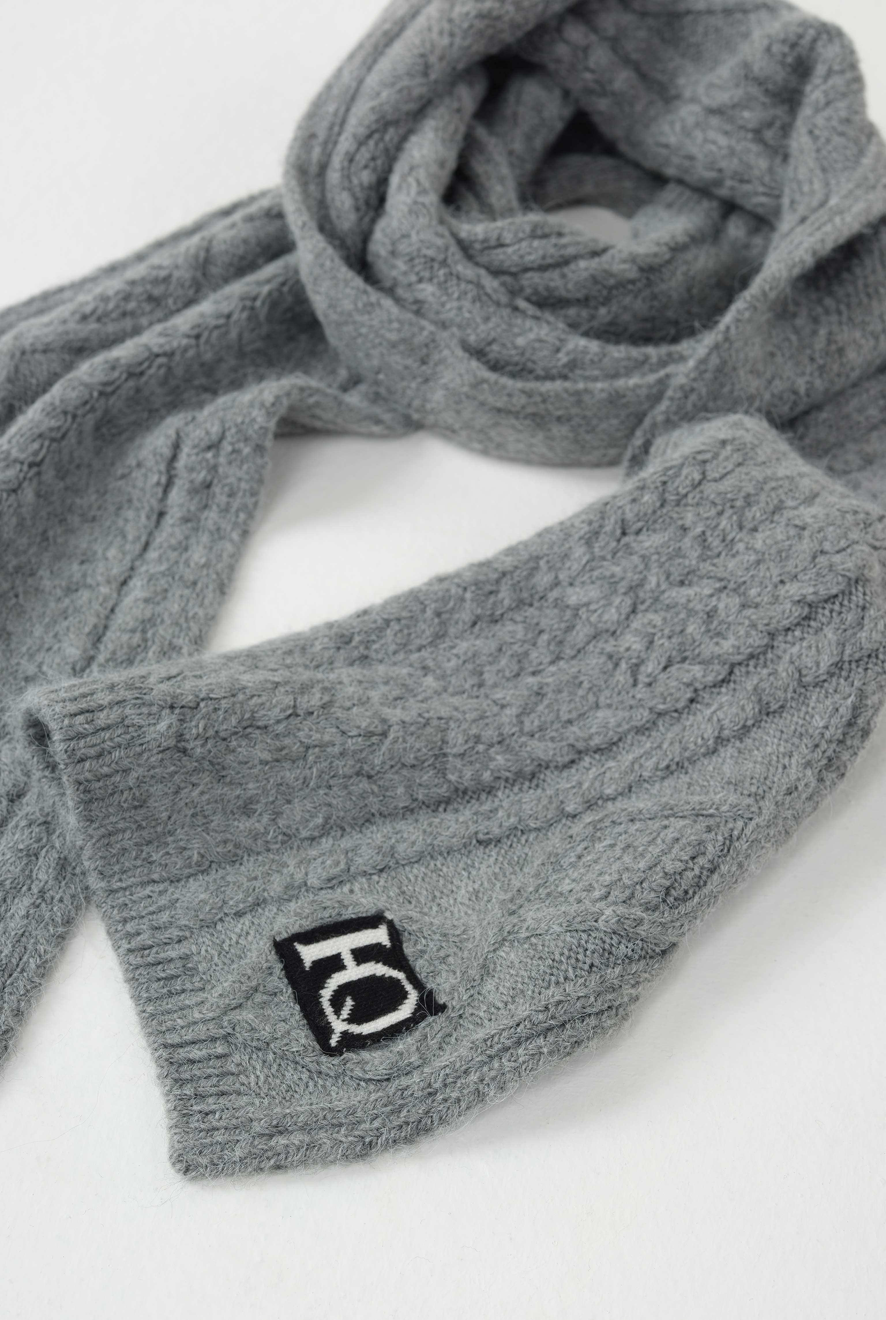 Cable Knit Scarf Gray - 2