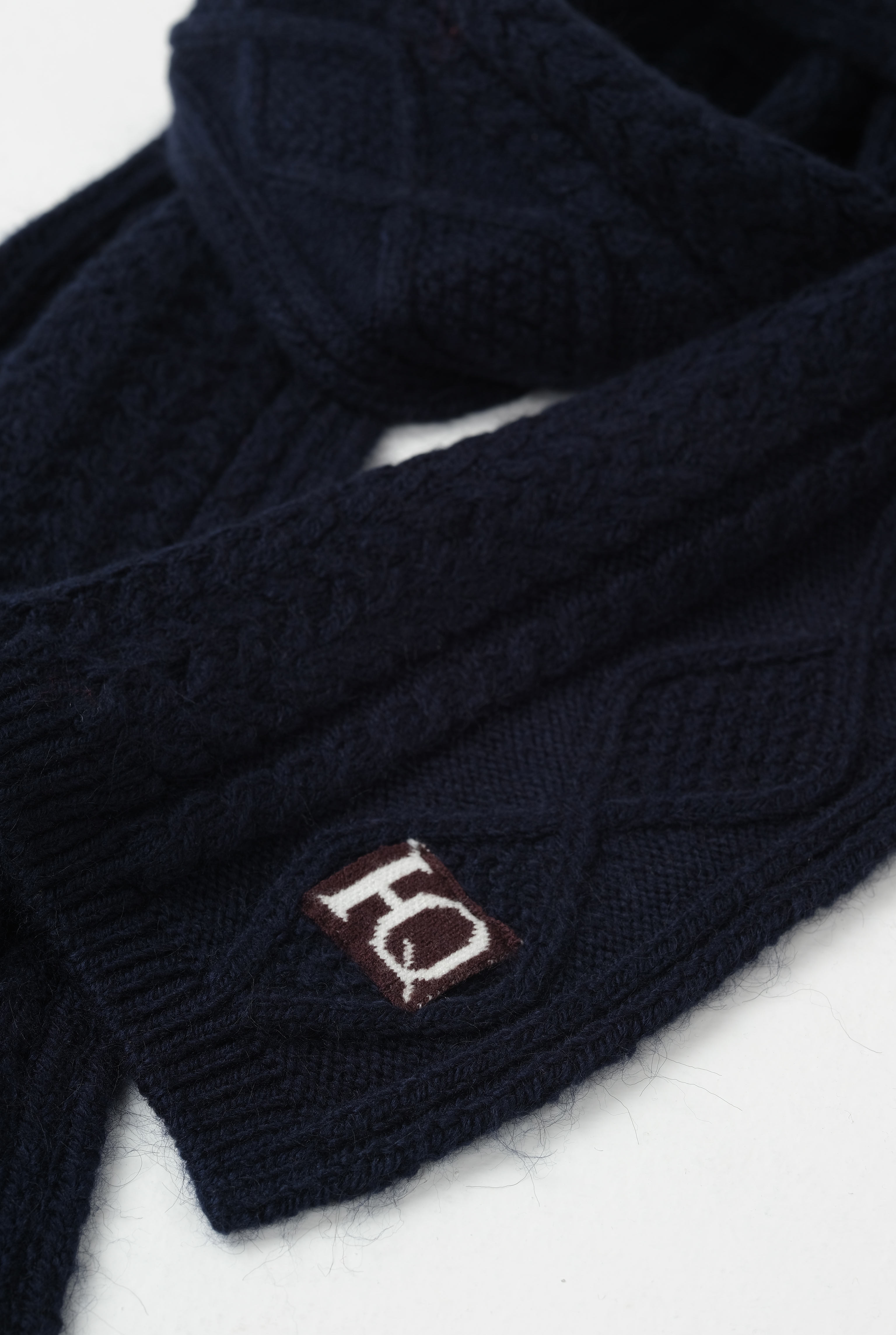 Cable Knit Scarf Navy Blue - 2
