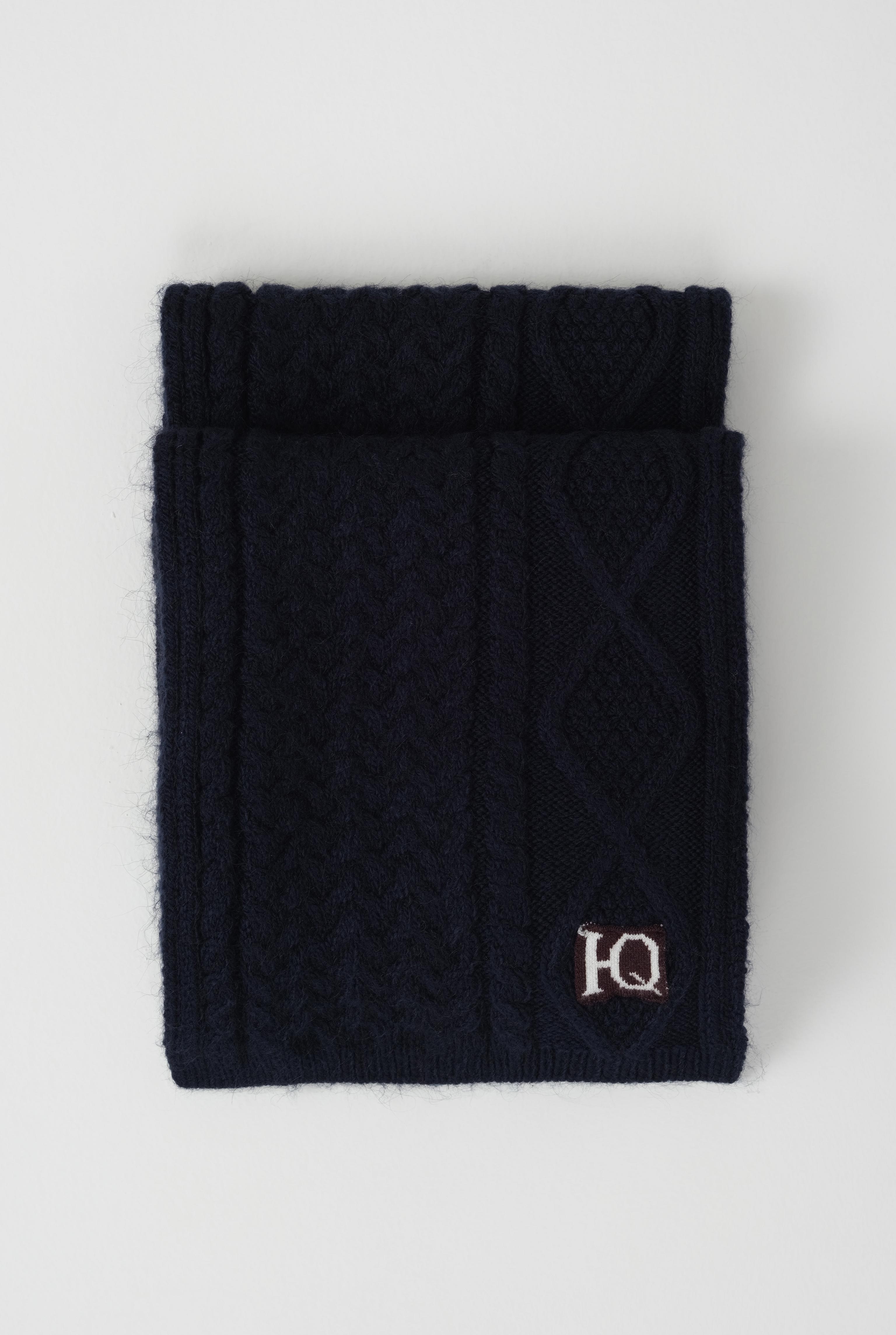 Cable Knit Scarf Navy Blue - 3