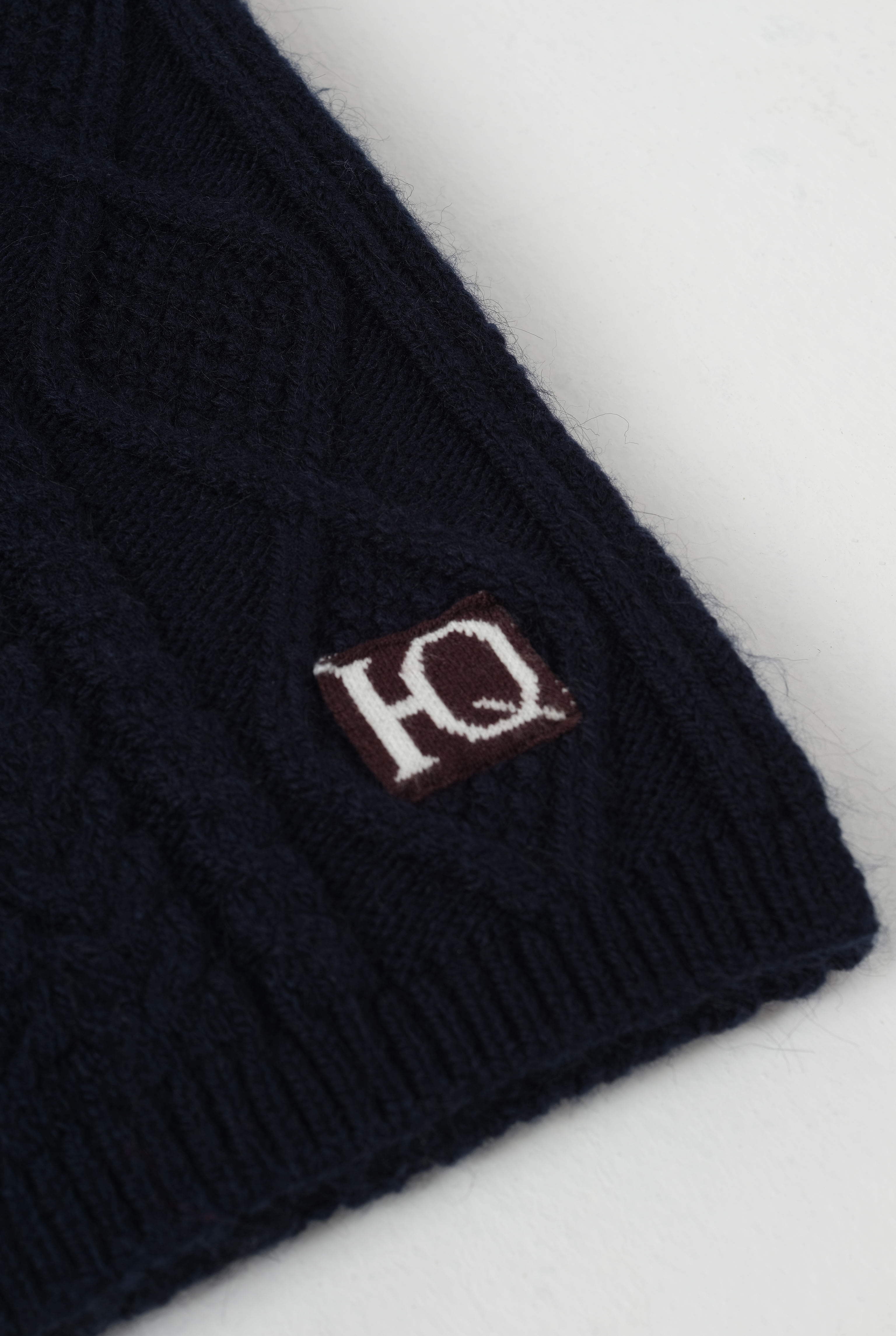 Cable Knit Scarf Navy Blue - 4